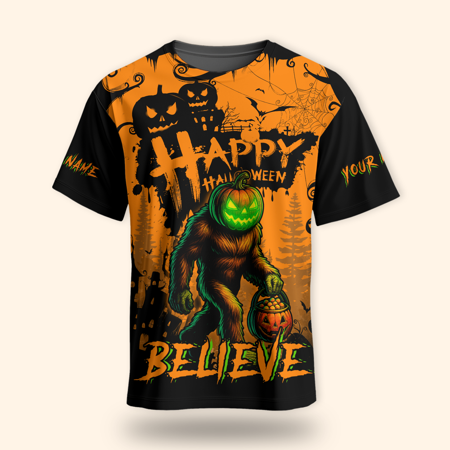 Personalized Sasquatch Pumpkin Head shirt, Custom Choo