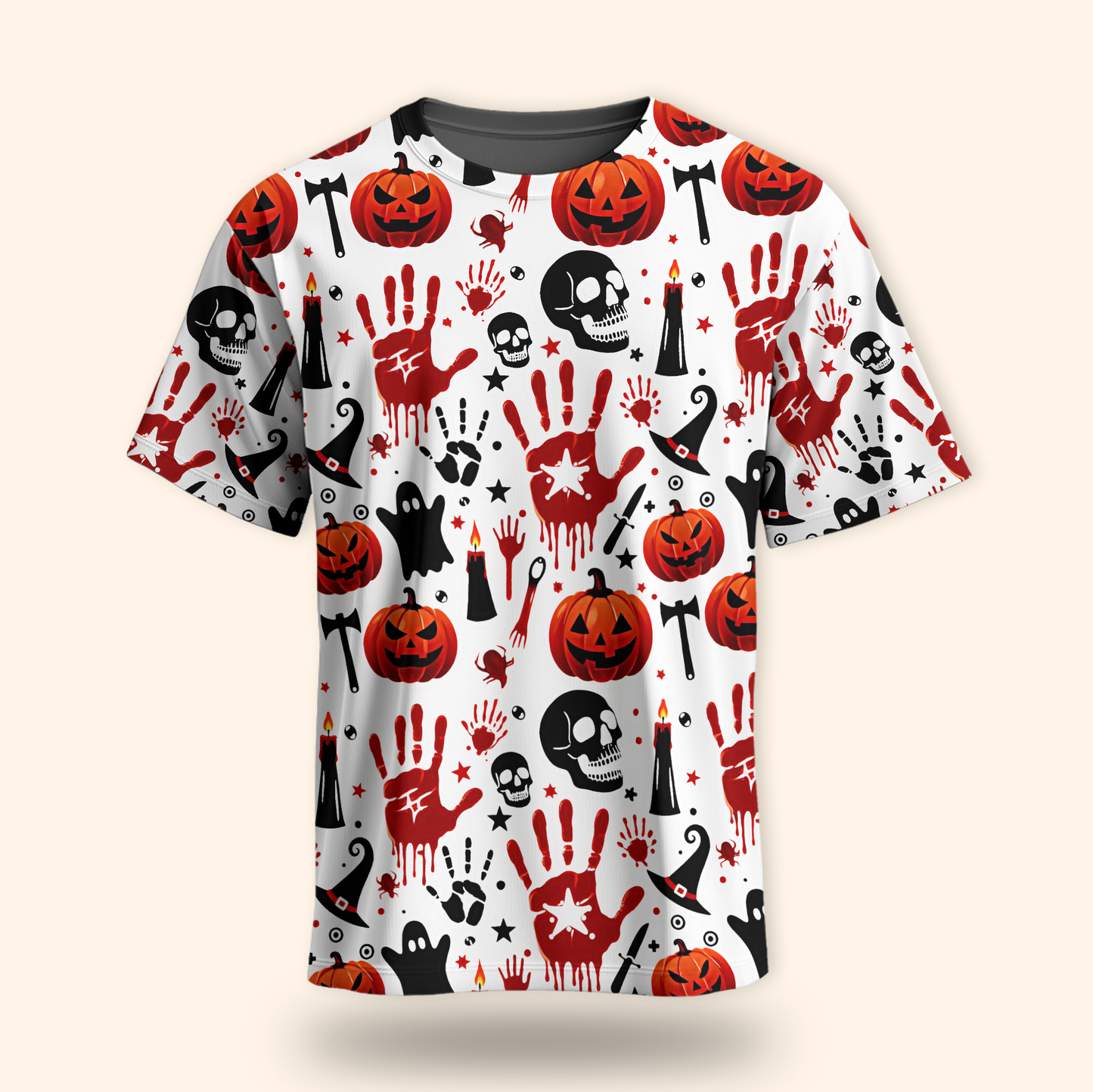 Bloody Handprint and Pumpkin Halloween shirt, Custom Choo