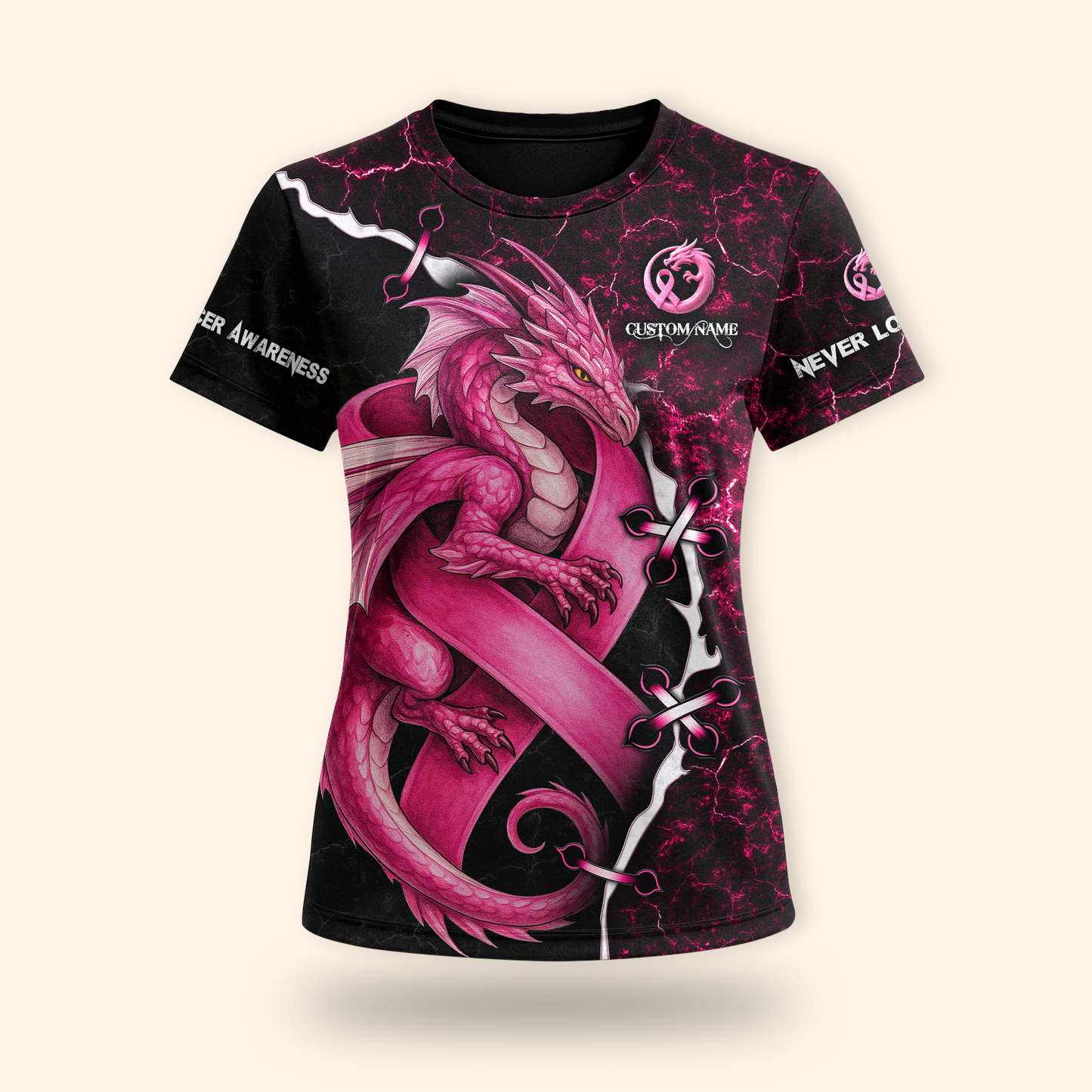Breast Cancer Awareness Pink Dragon Hoodie – Women’s Gym & Yoga Outfit, Custom Choo