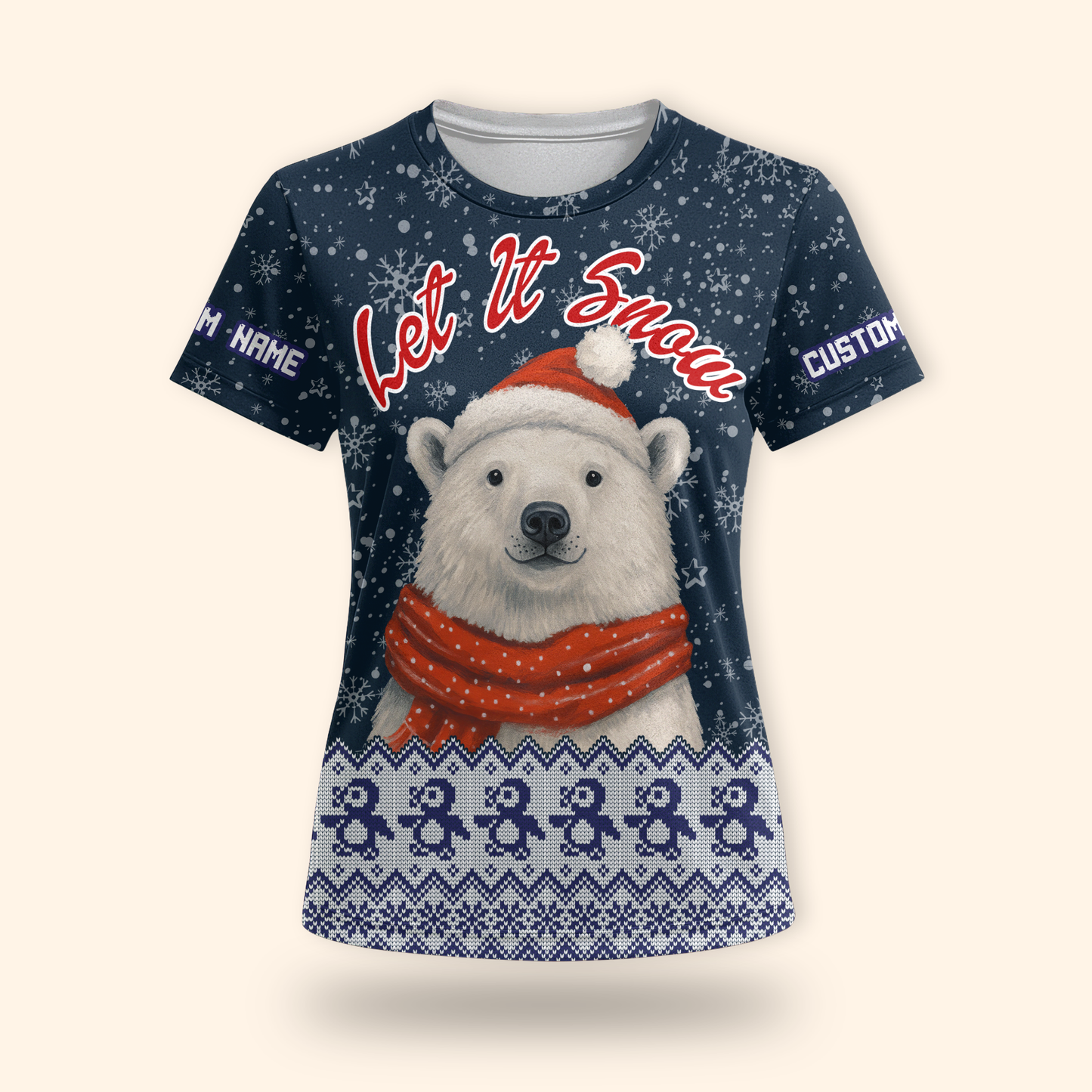 Let It Snow Hoodie – Cute Polar Bear Christmas Hoodie, Personalized Name Winter Gift