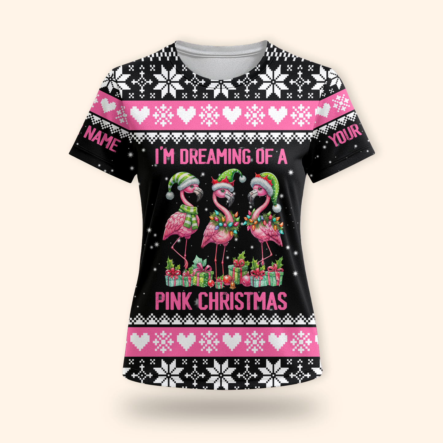 I’m Dreaming of a Pink Christmas Hoodie – Cute Flamingo Holiday Zip Up Sweater