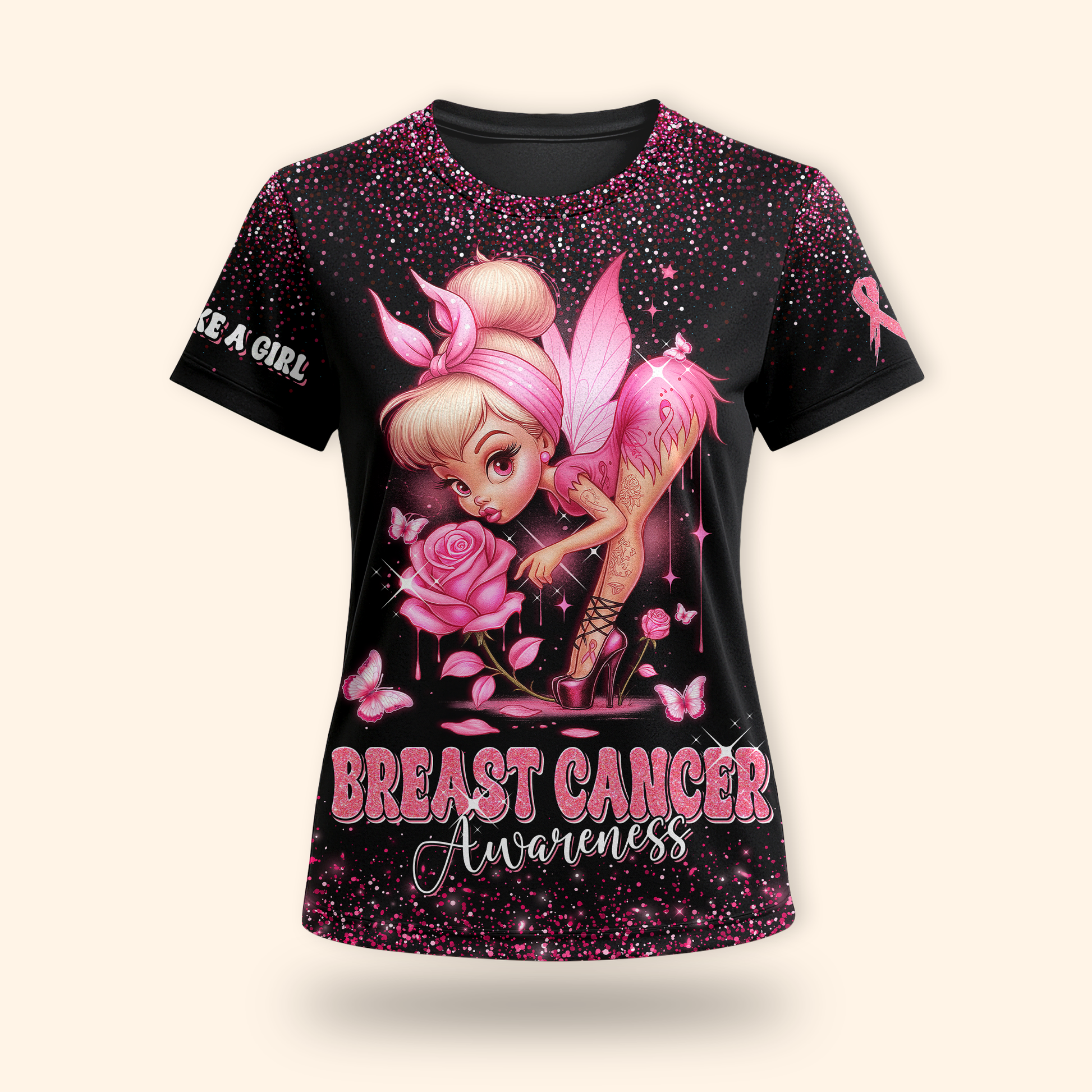 Pink Fairy Fight Like A Girl - Breast Cancer Awareness Shirt, Custom Choo