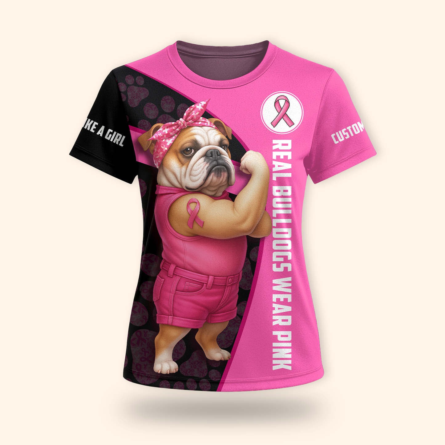 Personalized Real Bulldogs Wear Pink - Breast Cancer Awareness Shirt