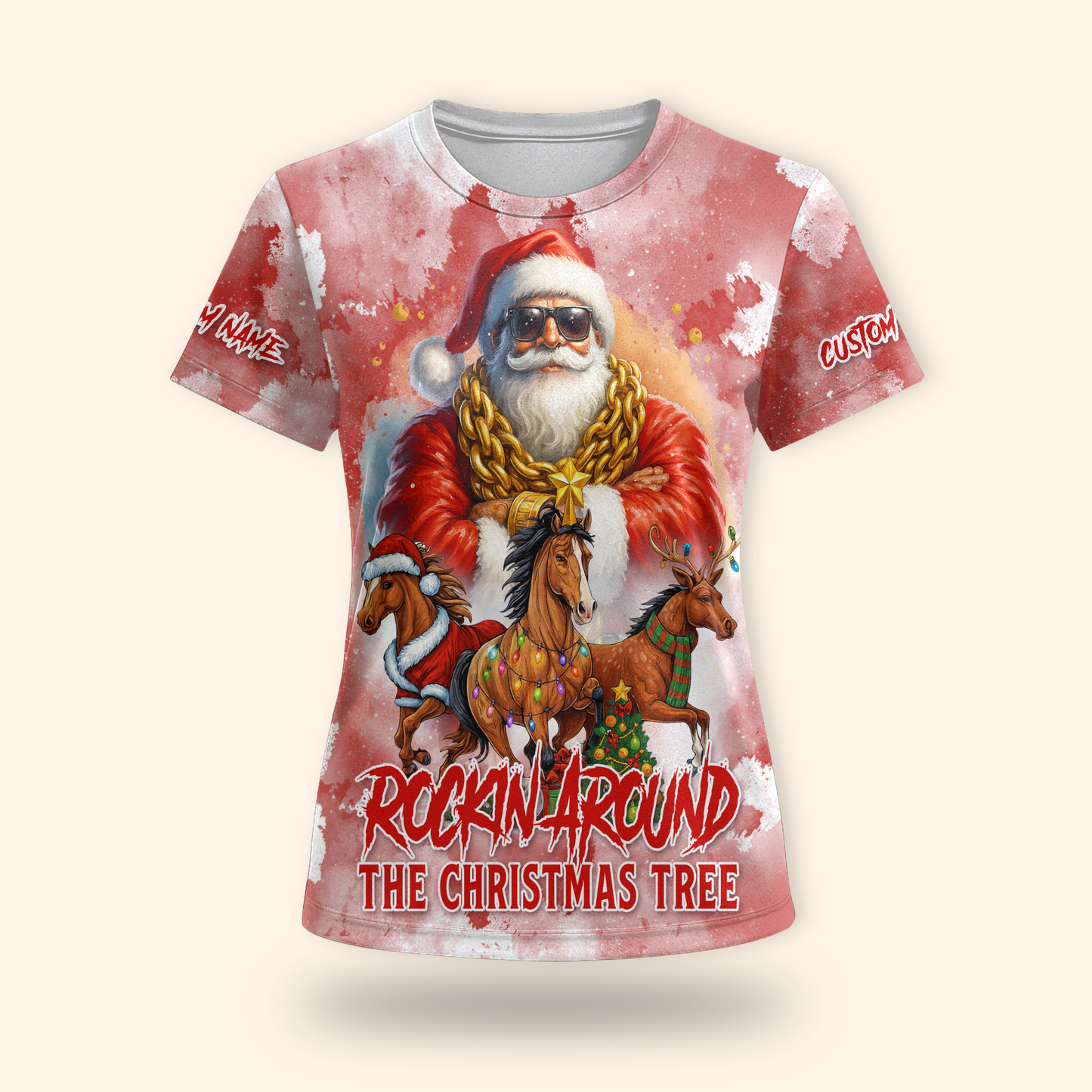Rockin’ Around the Christmas Tree Hoodie – Funny Santa Zip Up