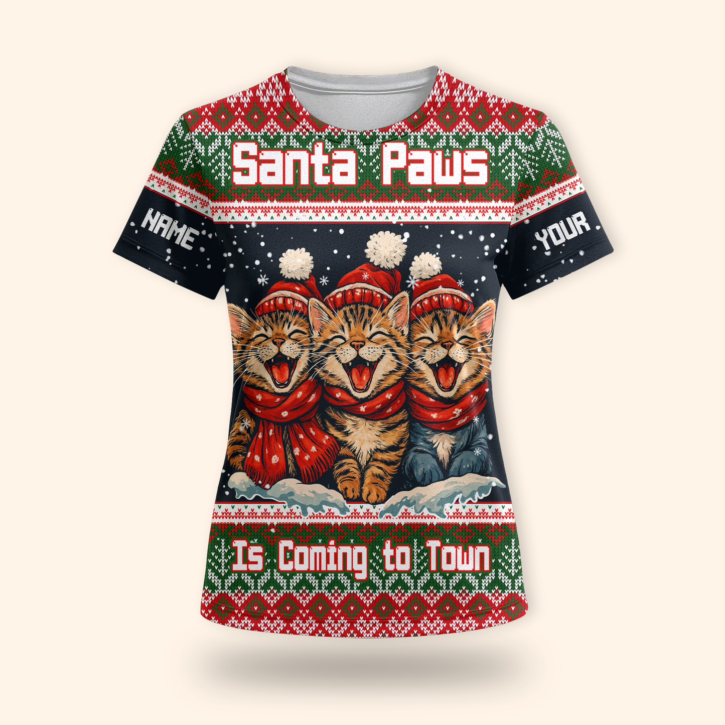 Santa Paws Is Coming to Town Hoodie – Personalized Christmas Cat Hoodie for Cat Lovers