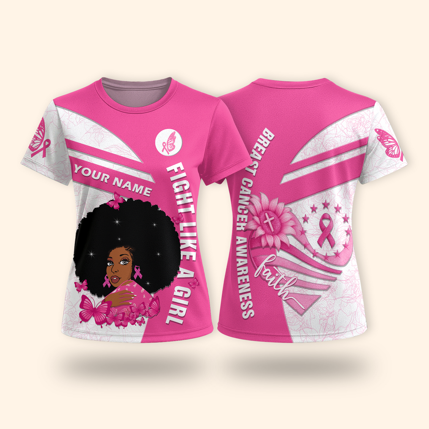 Personalized Fight Like A Black Girl - Breast Cancer Awareness Shirt
