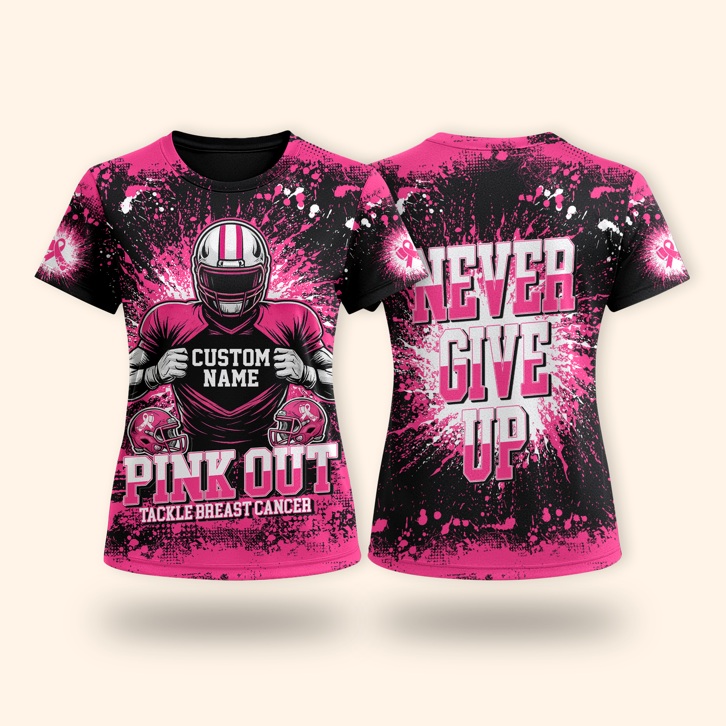 Custom Pink Out Hoodie – Breast Cancer Awareness Football Sweatshirt