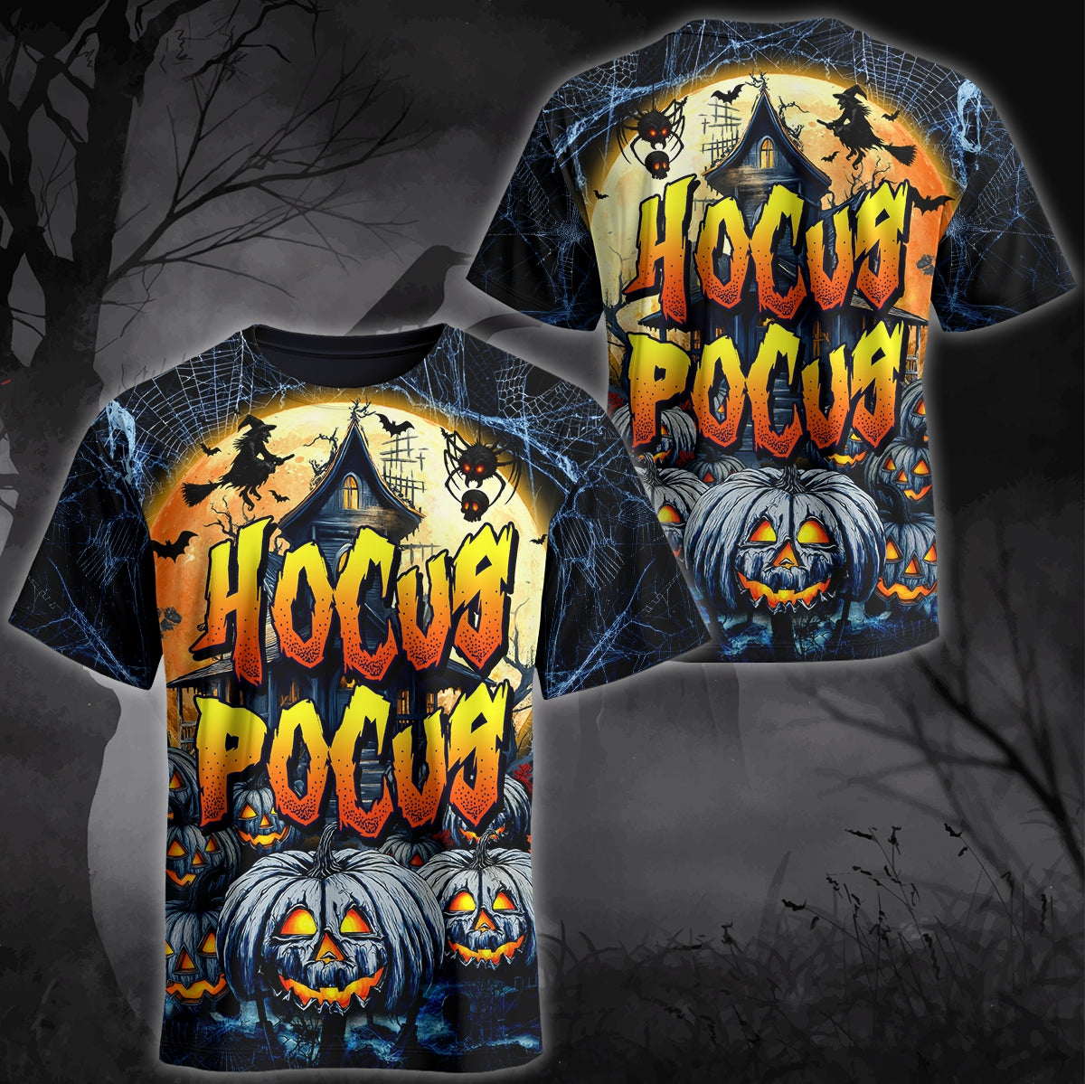 Hocus Pocus Halloween Shirt – Spooky Pumpkins & Haunted House Design