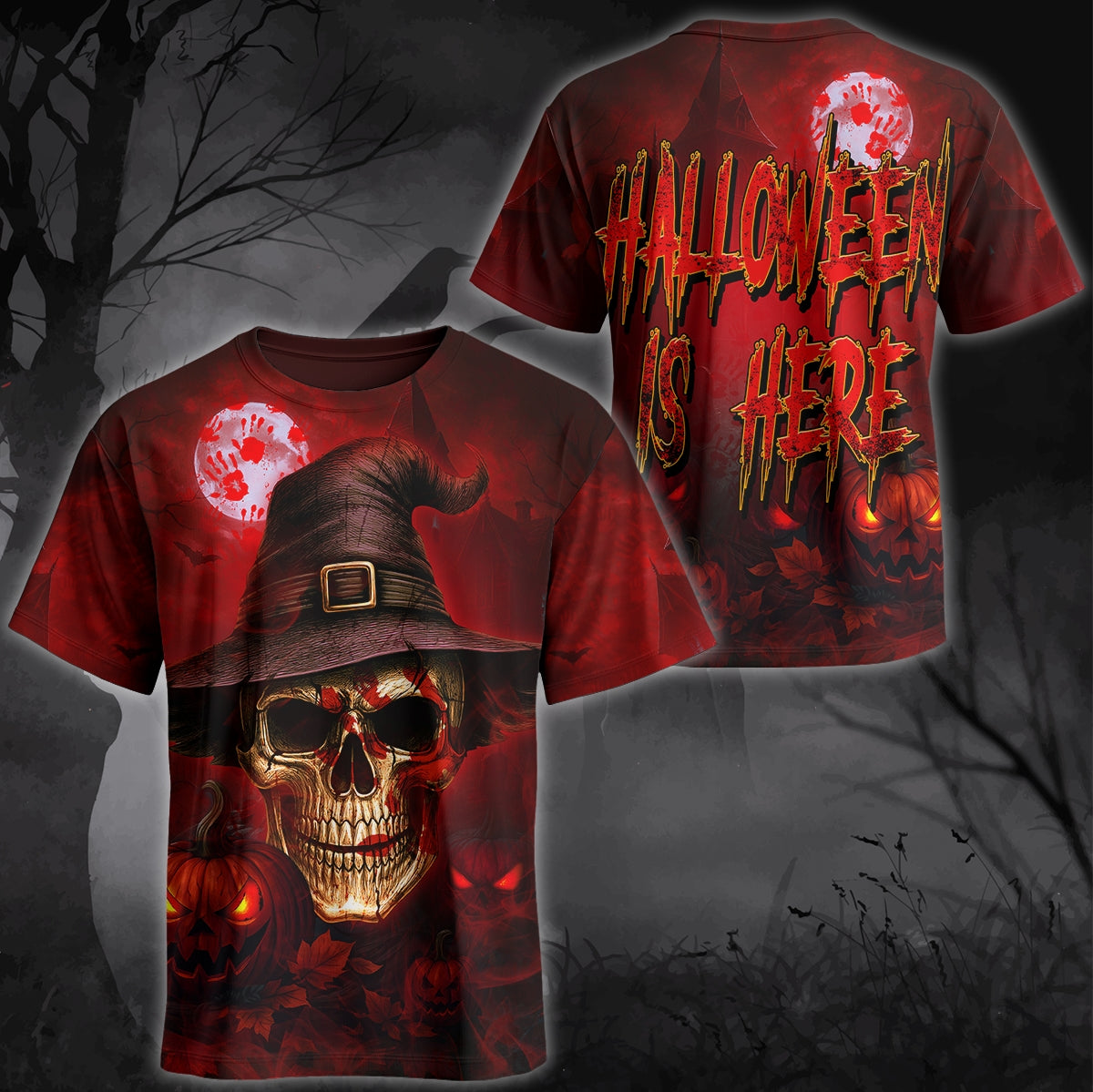 Halloween Is Here Hoodie – Skull And Pumpkin Print 3D Sweatshirt