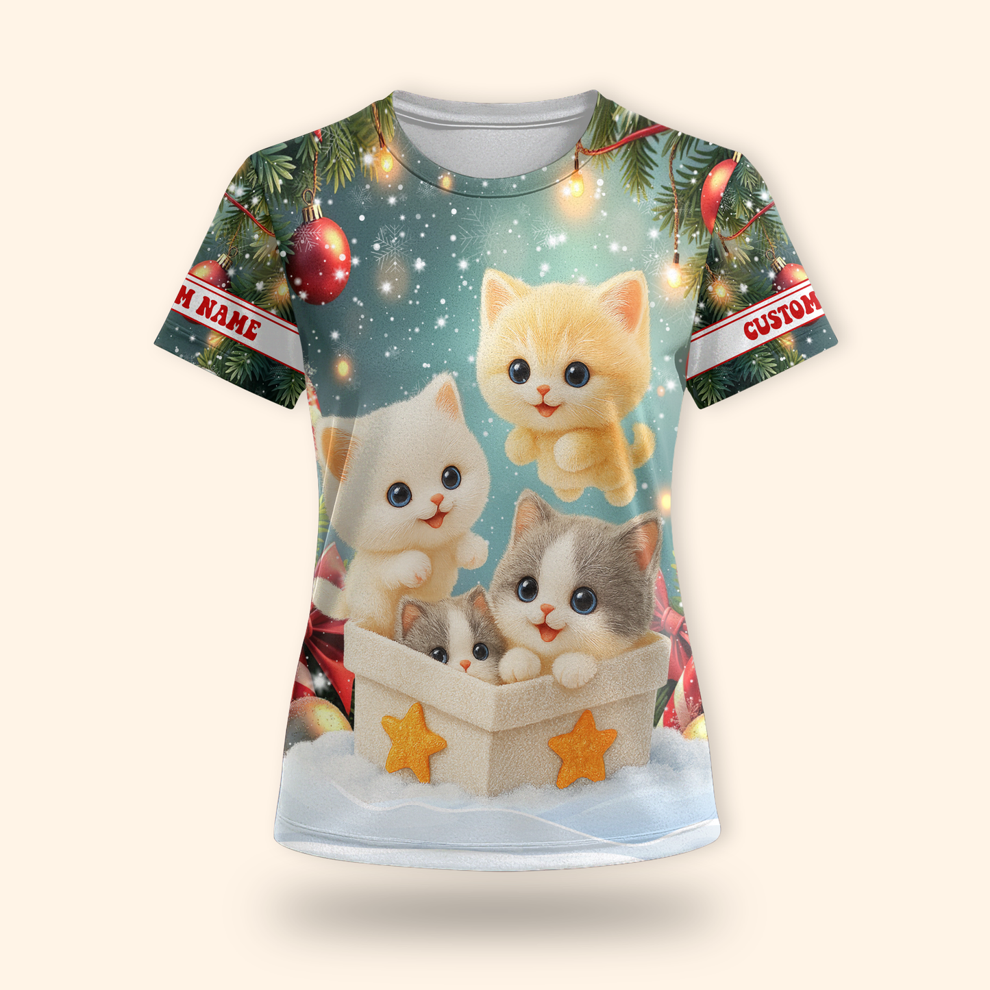 Cute Christmas Cat Hoodie – Kittens in Gift Box Holiday Zip Up