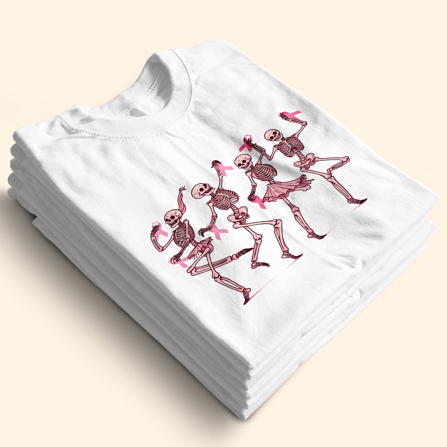 Breast Cancer Areness Shirt - Pink Ribbon Dancing Bone