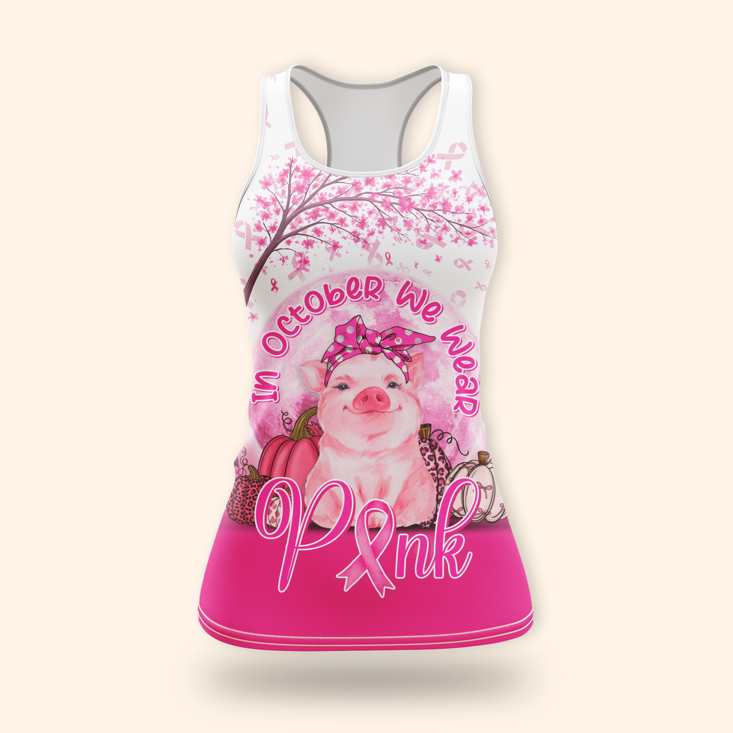 Personalized In October We Wear Pink Little Pig, Custom Choo