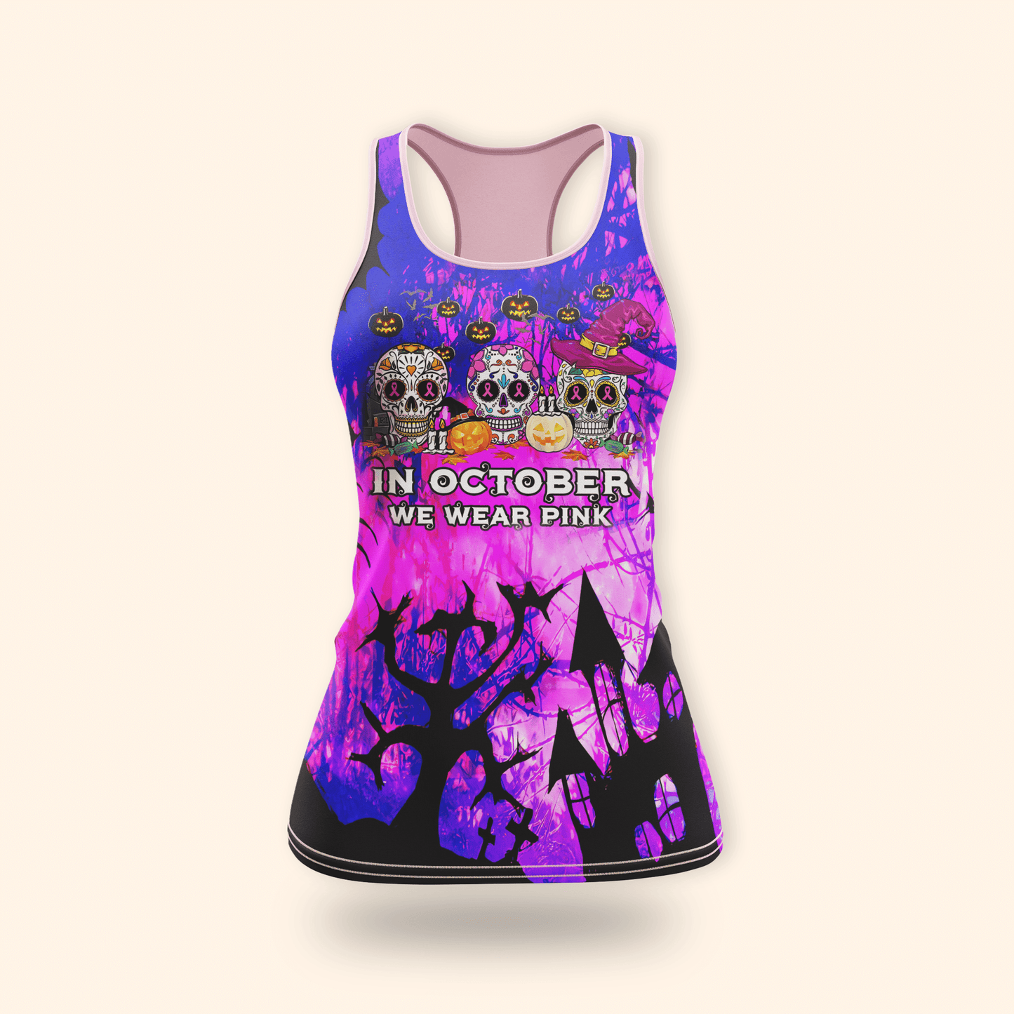 "In October We Wear Pink" Sugar Skull - Breast Cancer Awareness shirt