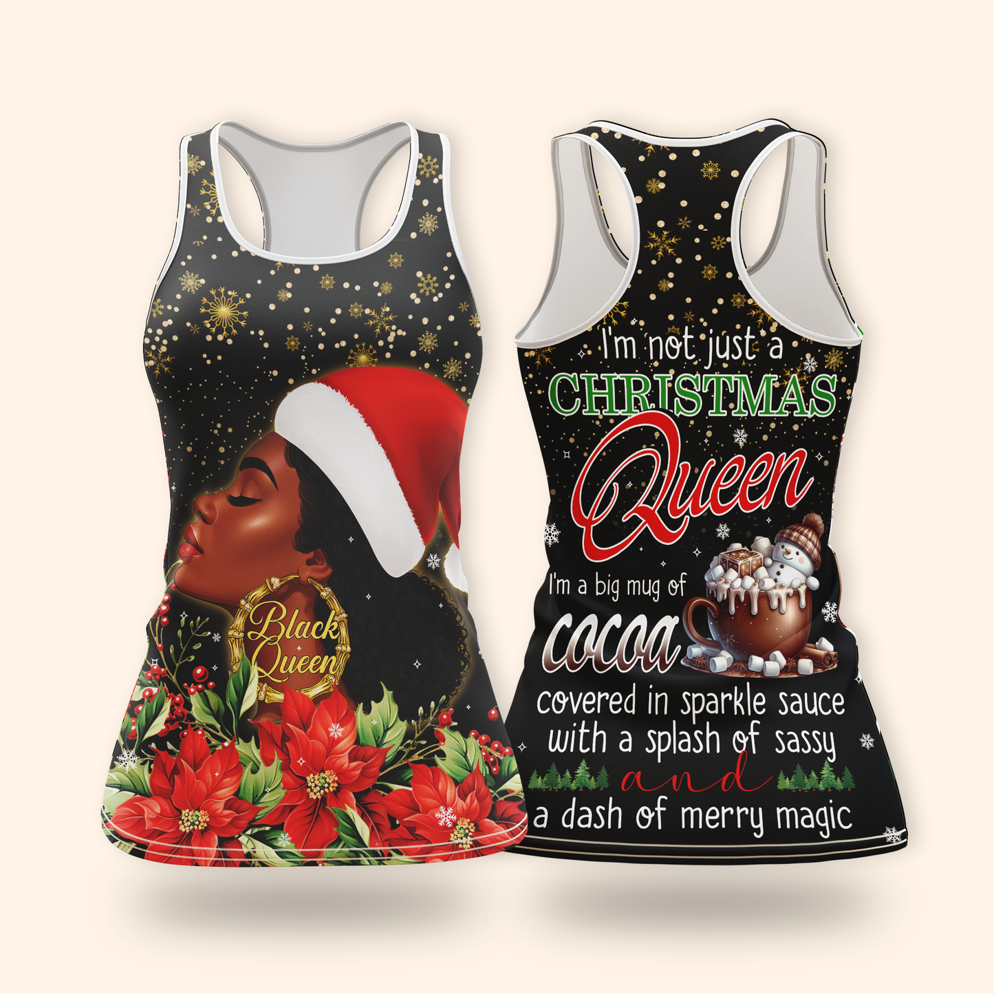 Christmas Queen Hoodie – Black Queen Holiday Zip Up, Sassy Cocoa Quote Hoodie, Custom Name Christmas Gift for Her