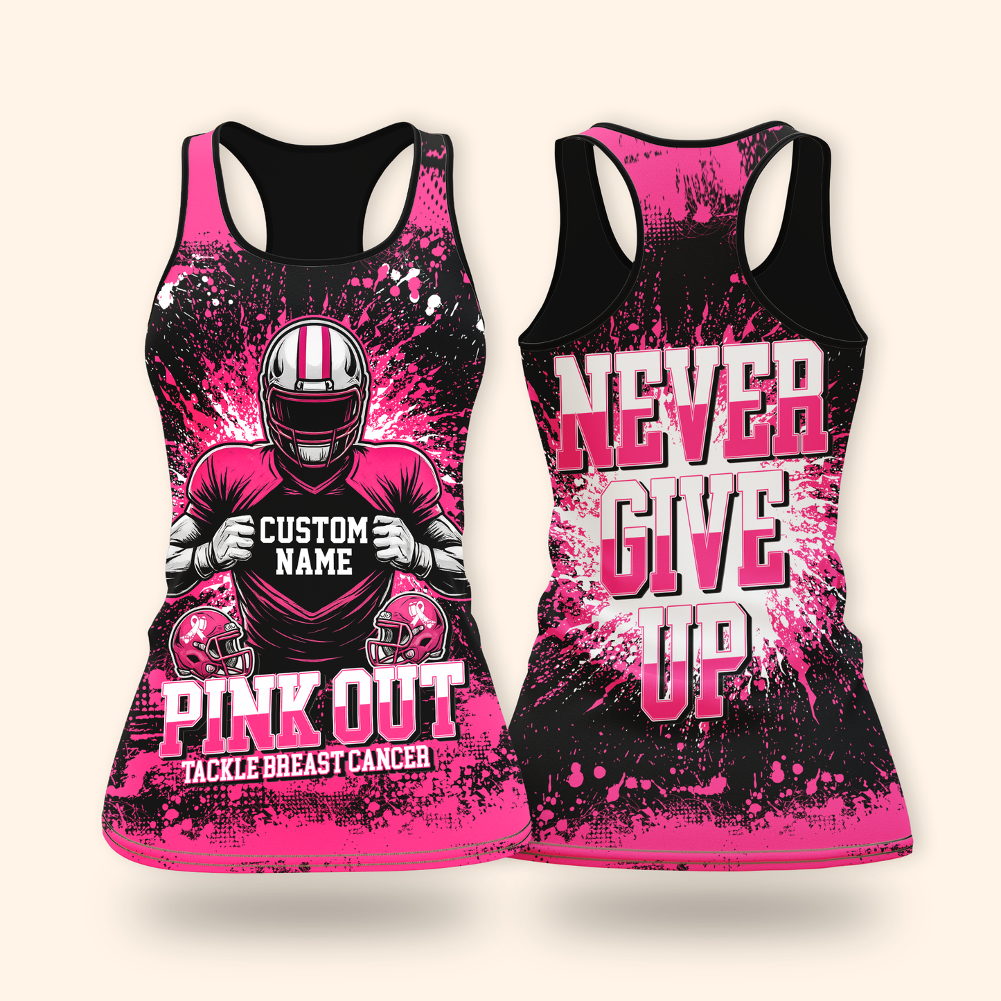 Custom Pink Out Hoodie – Breast Cancer Awareness Football Sweatshirt