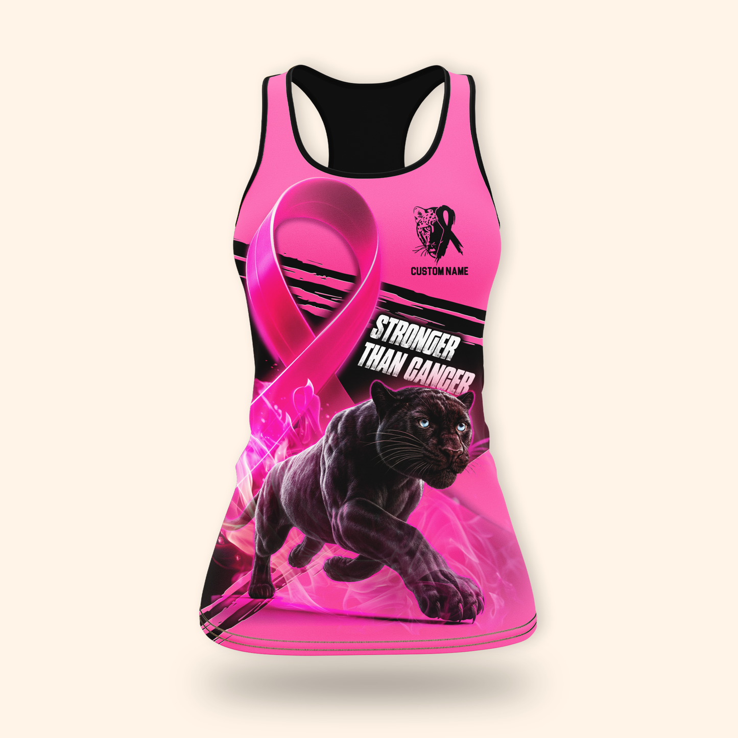 Personalized Stronger Than Cancer Panther - Breast Cancer Awareness Shirt, Custom Choo