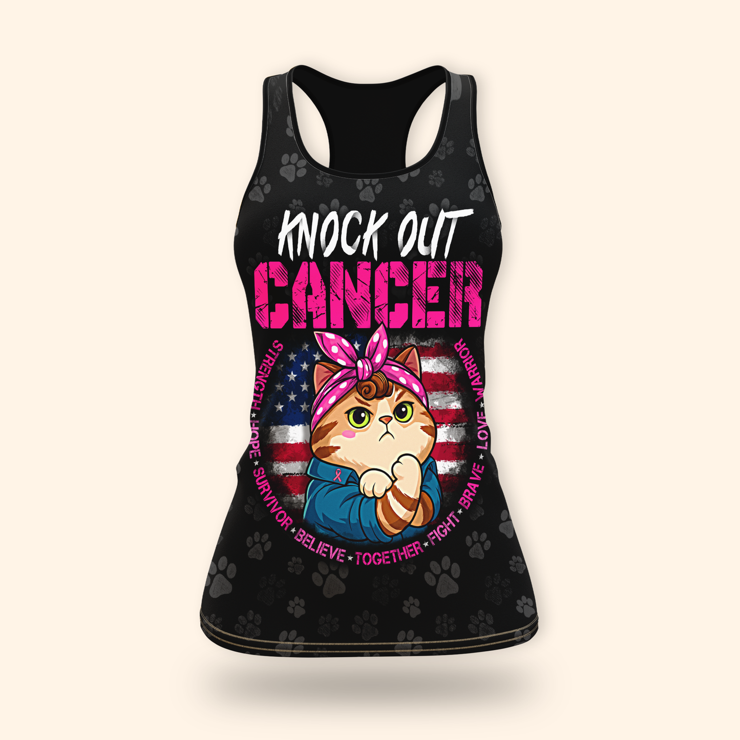 Personalized Breast Cancer Awareness Cat Warrior, Custom Choo