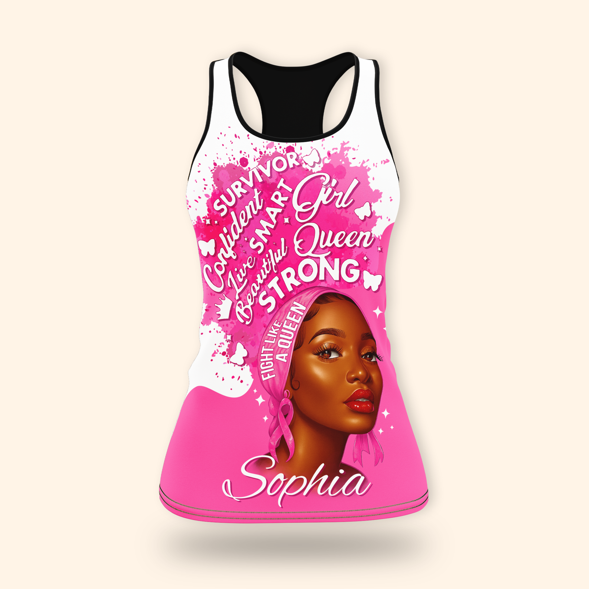 Personalized Breast Cancer Awareness Black Queen Survivor, Custom Choo