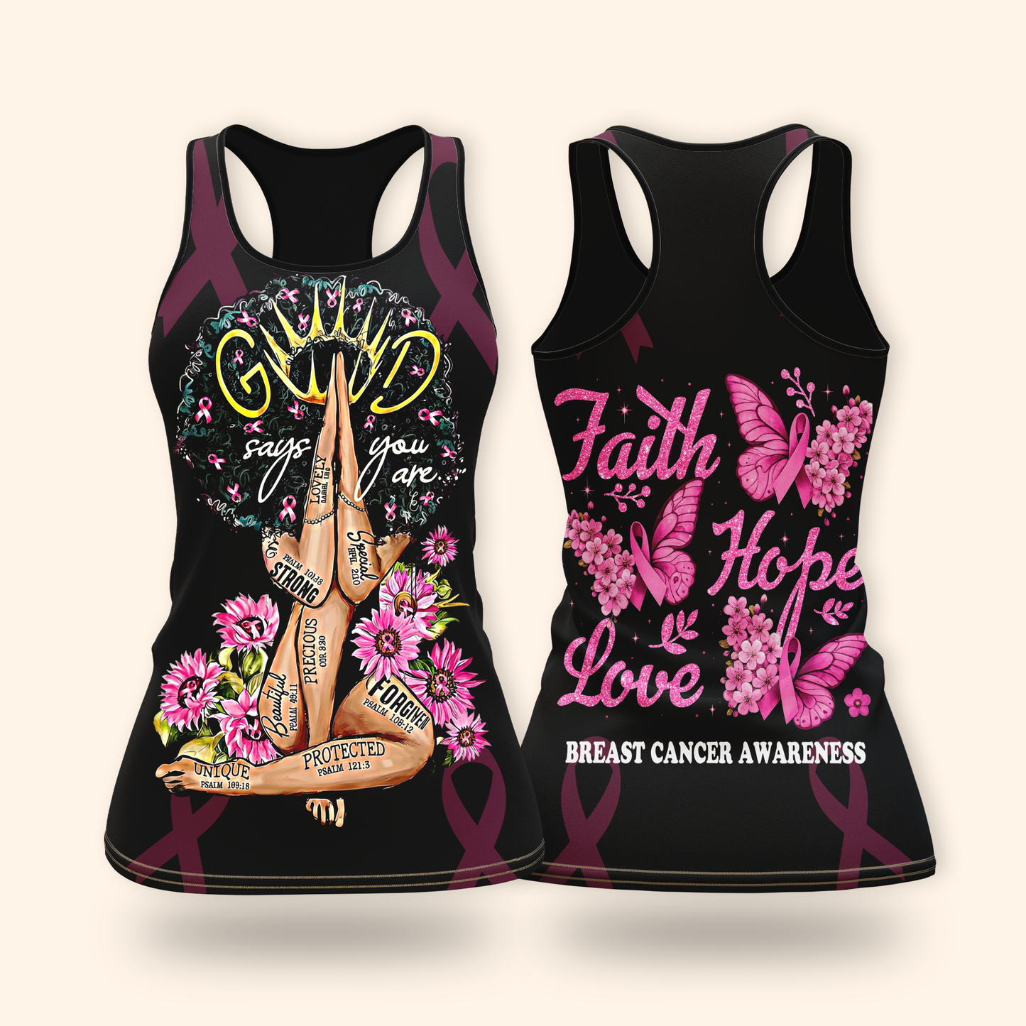 Personalized "Faith Hope Love" Breast Cancer Awareness Hoodie, Custom Choo