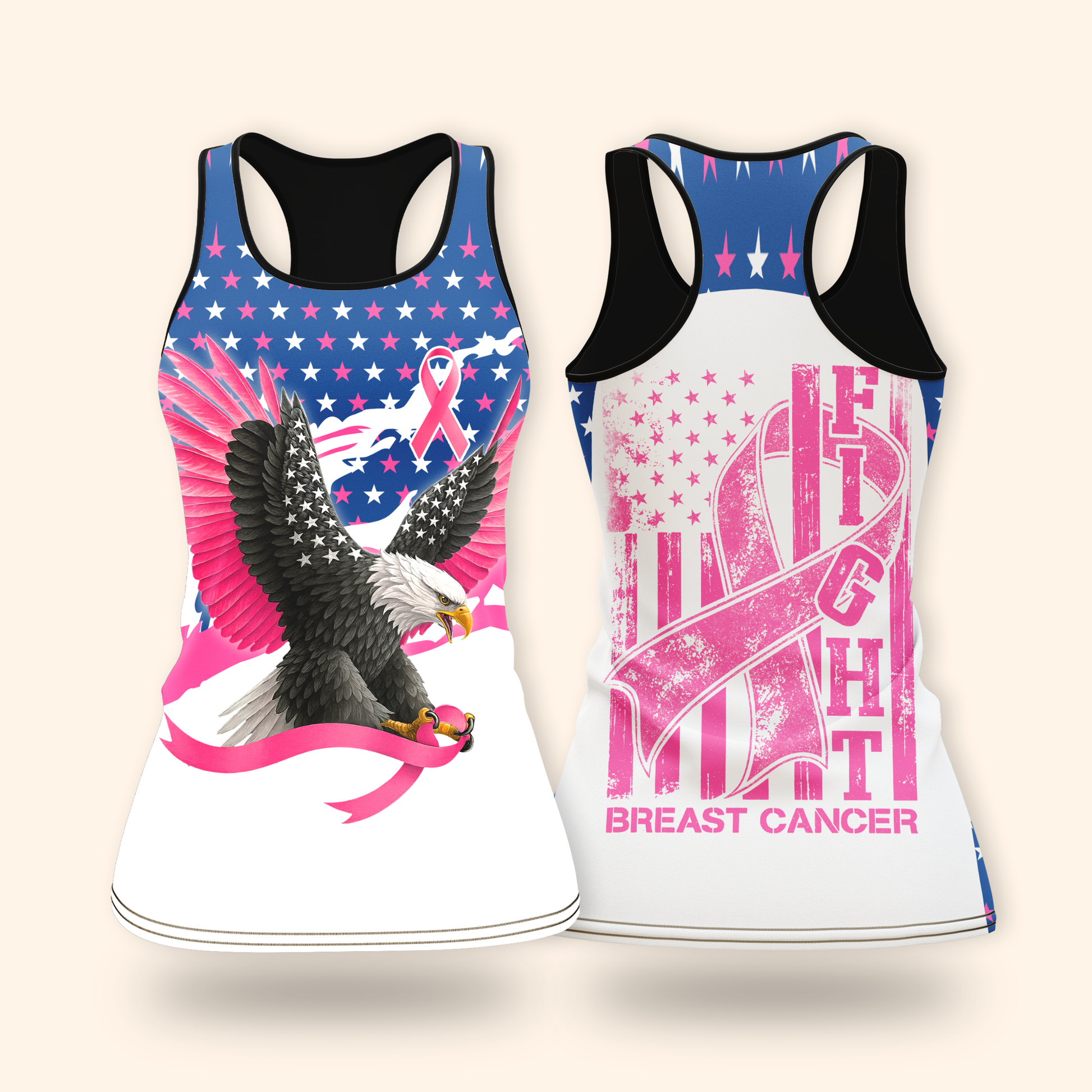 Personalized Eagle Pink Ribbon Fight Breast Cancer Awareness Shirt, Custom Choo