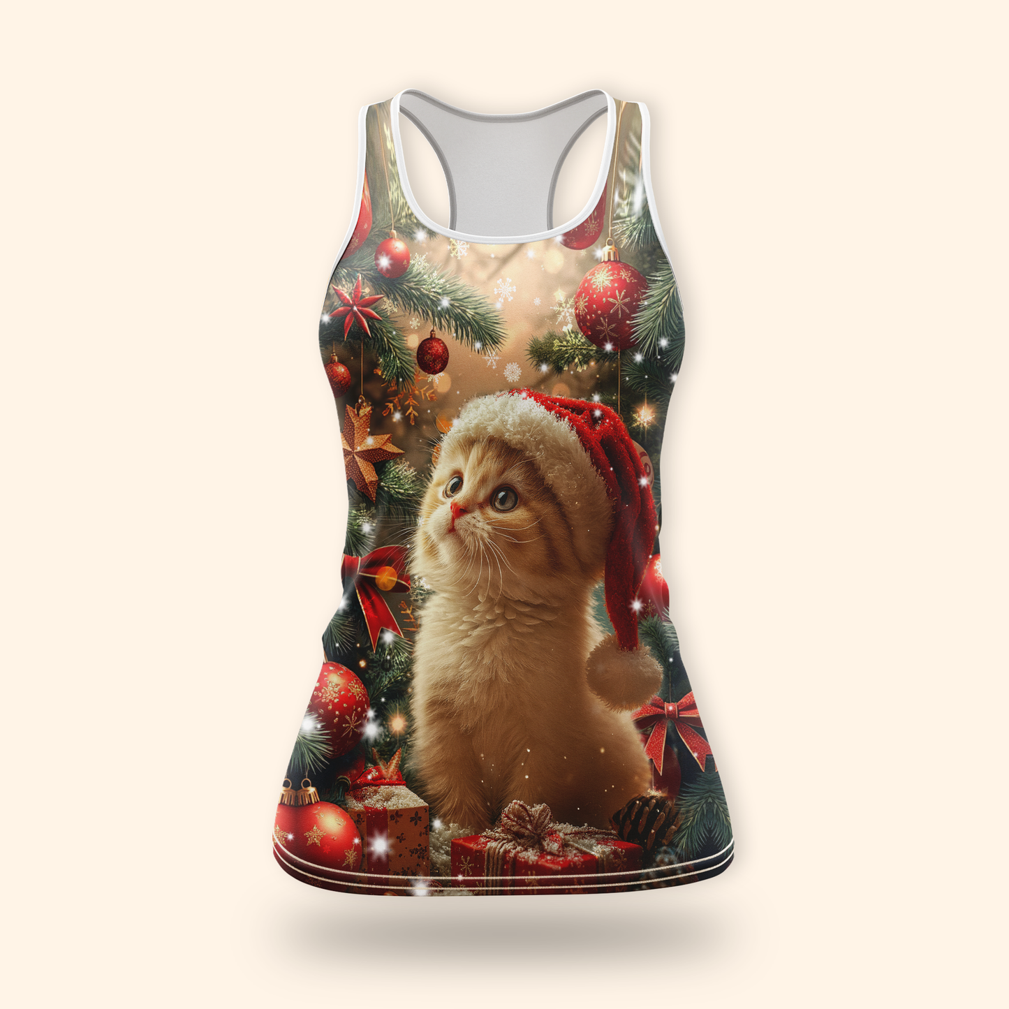 Cute Cat Christmas Hoodie – Personalized Santa Kitty Zip Up