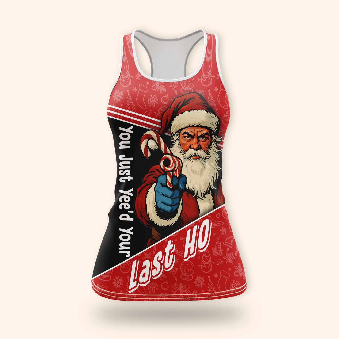 Funny Santa Hoodie – You Just Yeed Your Last Ho, Custom Name Christmas Zip Up, Holiday Humor Hoodie Gift