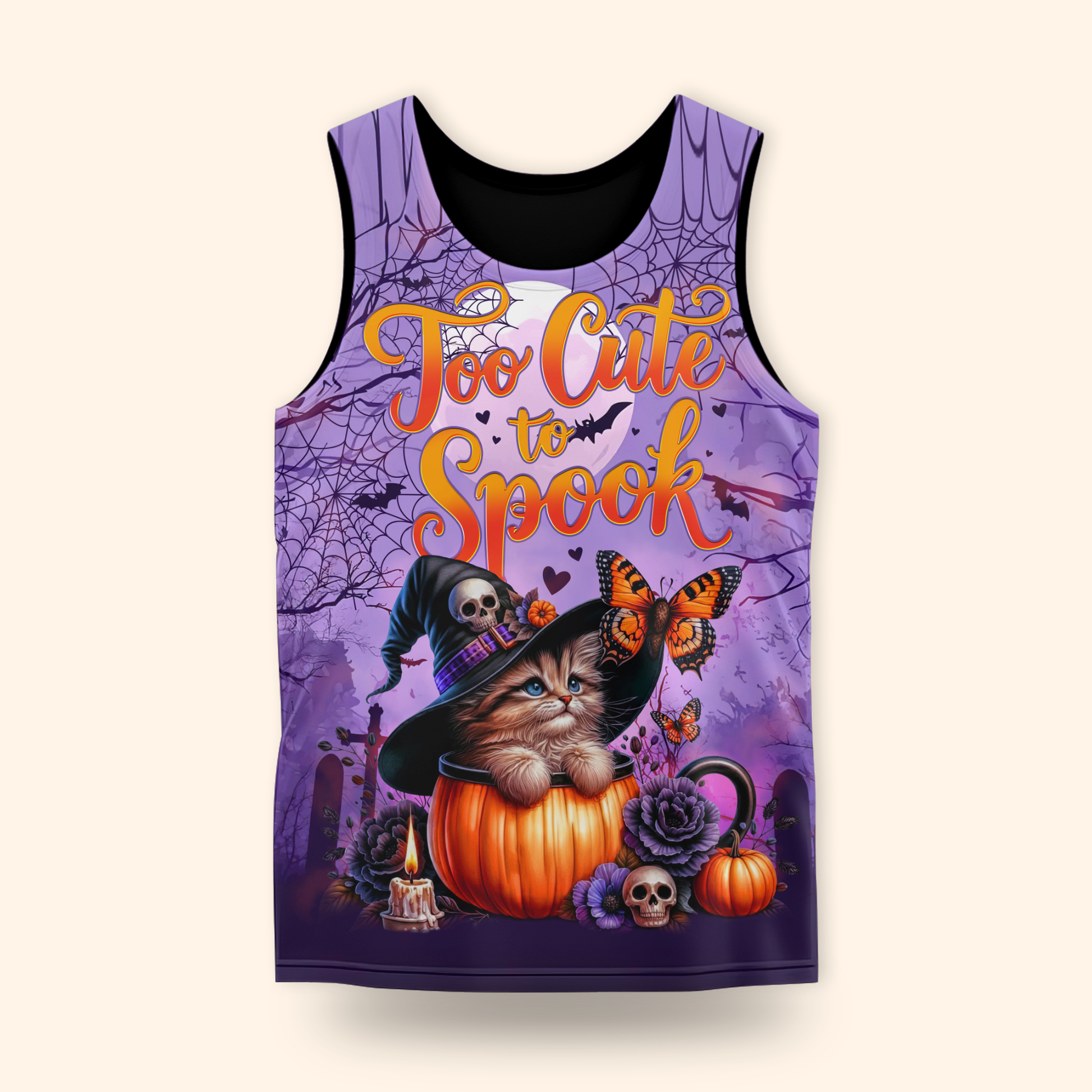 Too Cute To Spook Halloween Cat Hoodie – Personalized Name Zip Up Jacket, Custom Choo