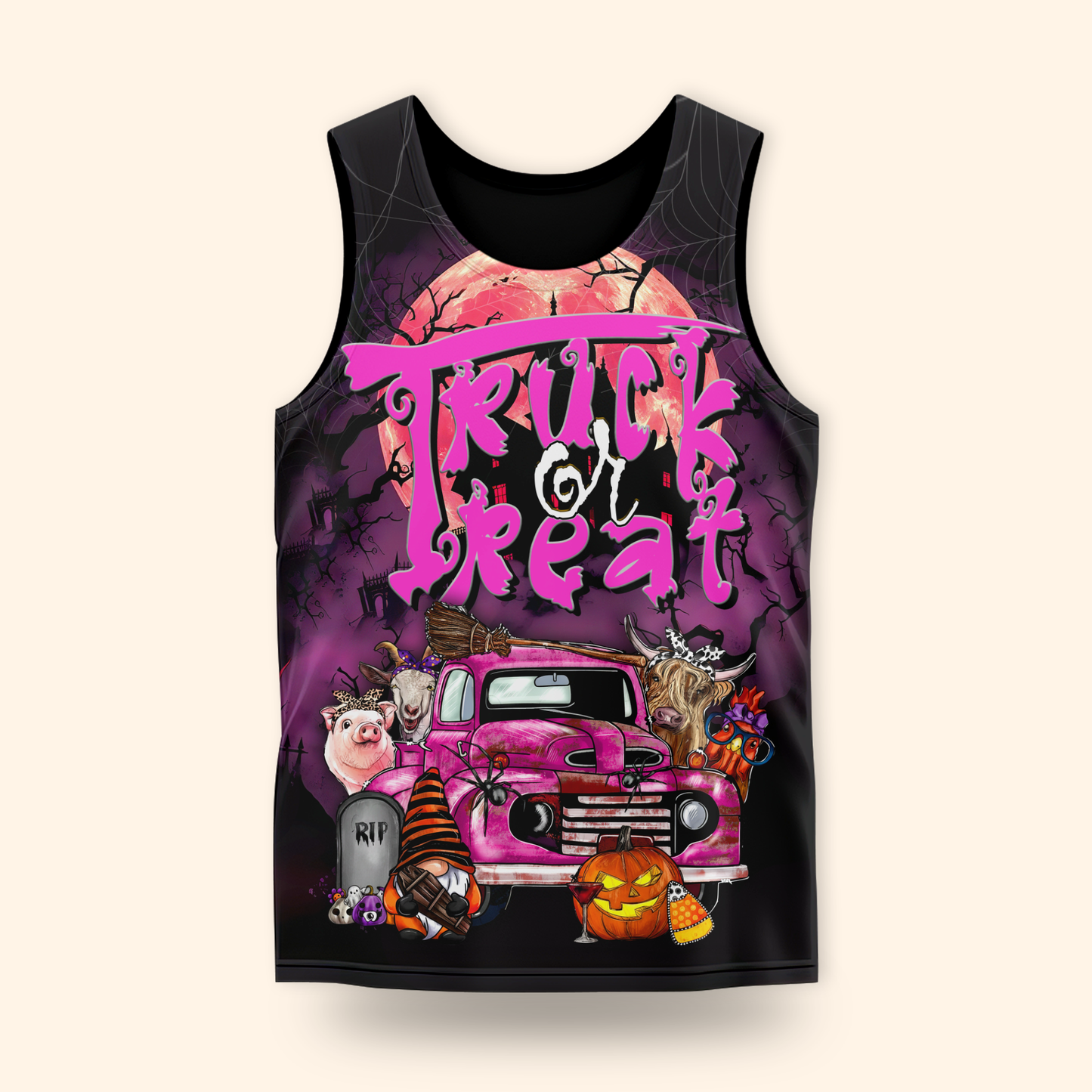 Trick or Treat Truck Hoodie – Halloween Farm Animals & Pumpkin Zip Up, Custom Name, Custom Choo