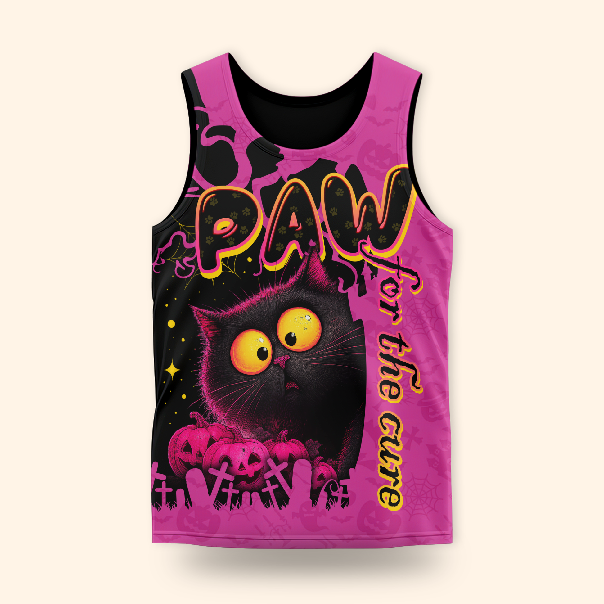 Personalized Cat Hoodie – Paw for the Cure Black Cat Pink Halloween Zip Up, Custom Choo