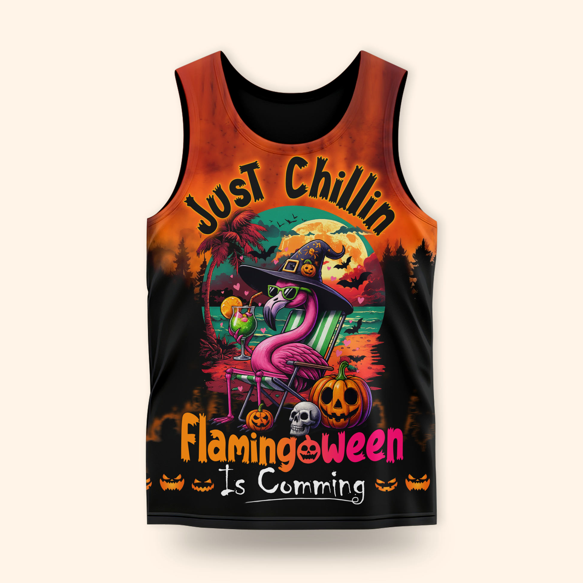 Personalized Flamingo Halloween Hoodie – Just Chillin Flamingoween Zip Up, Custom Choo