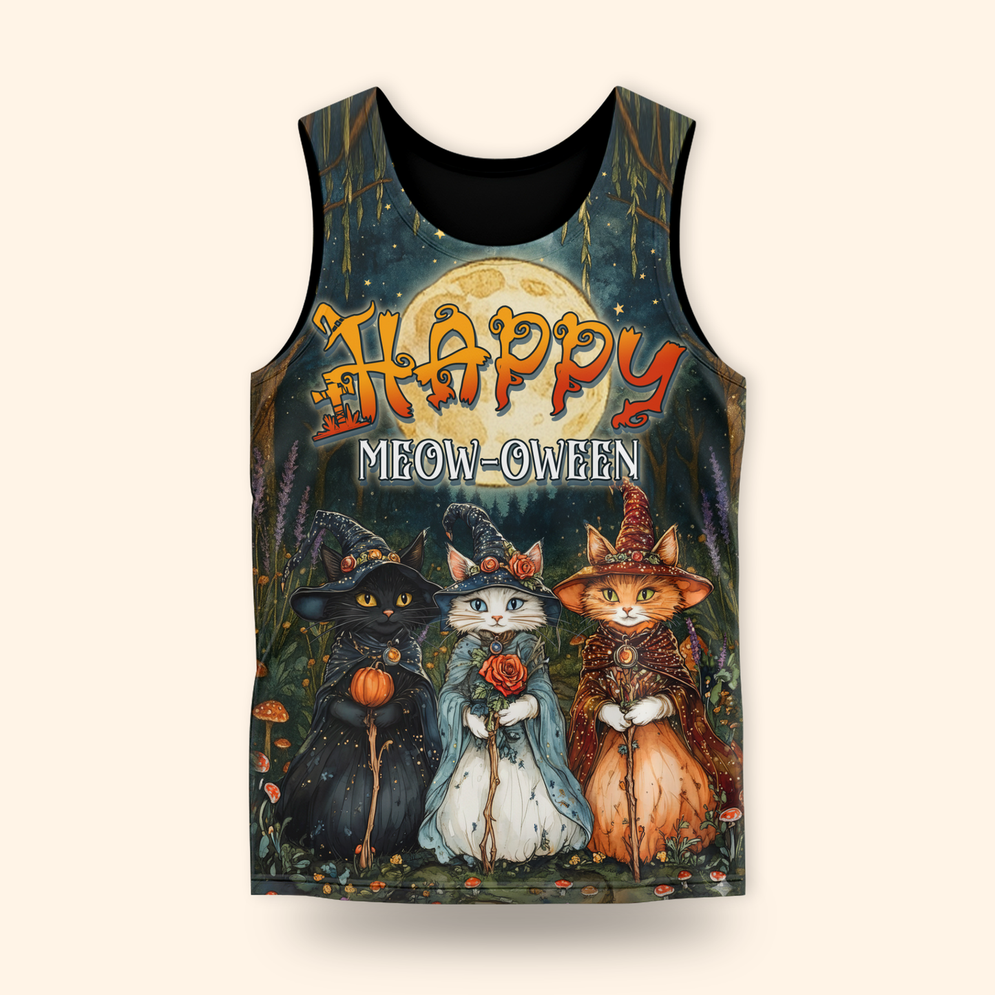 Happy Meow-Oween Hoodie – Halloween Cat Witch 3D Zip Up – Custom Name Hoodie, Custom Choo