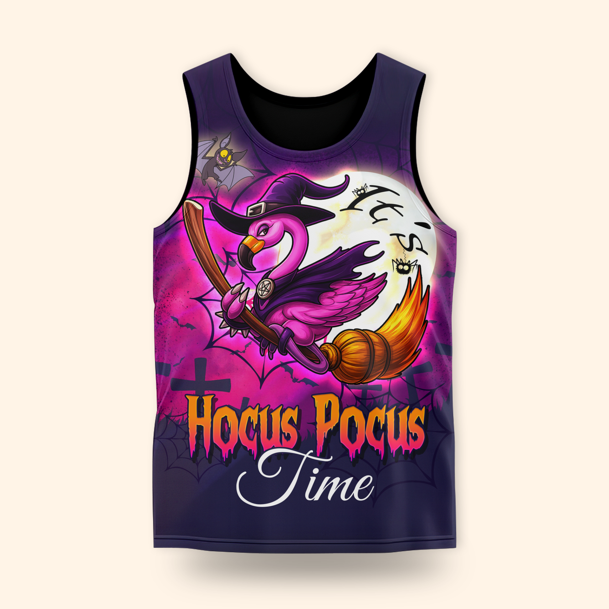 Personalized Hocus Pocus Hoodie – Flamingo Witch on Broom Halloween Zip Up, Custom Choo