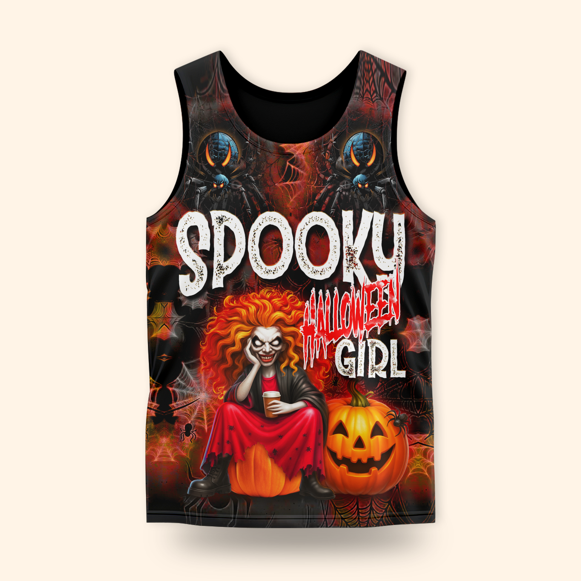 Spooky Halloween Girl Hoodie – Personalized Name Creepy Zip Up Jacket, Custom Choo