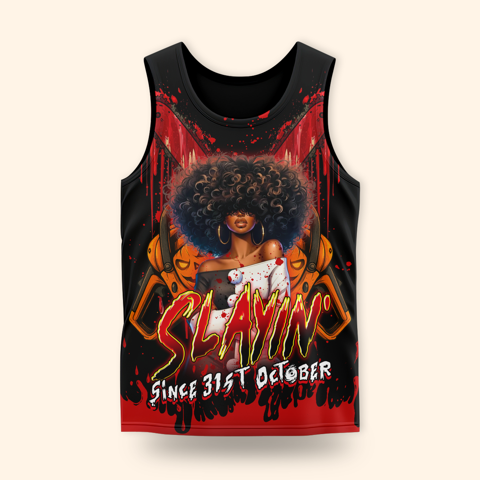 Slayin’ Since 31st October Hoodie – Custom Name Halloween Horror Afro Girl Jacket, Custom Choo