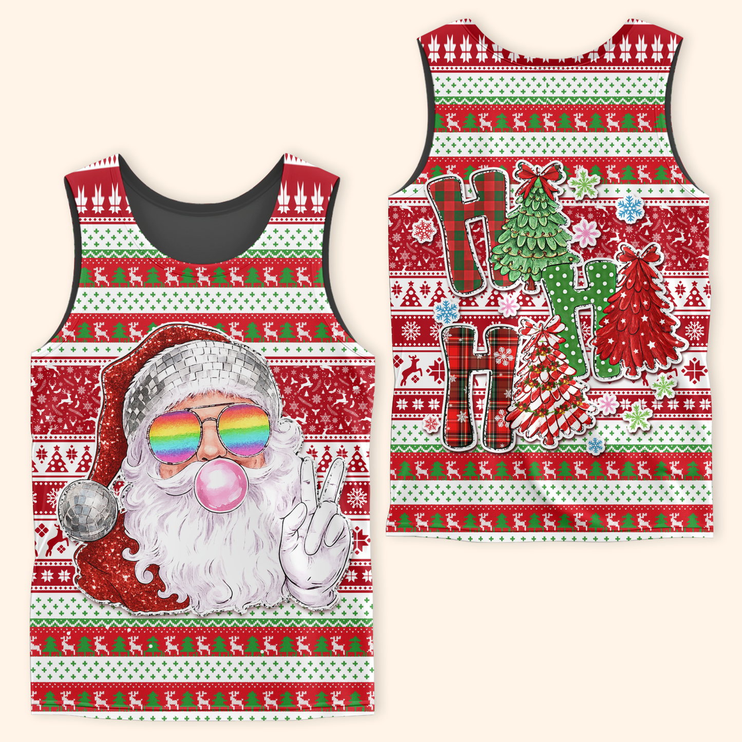 Disco Santa Christmas Hoodie – Funny Rainbow Glasses Design, Ugly Christmas Zip Up, Custom Choo