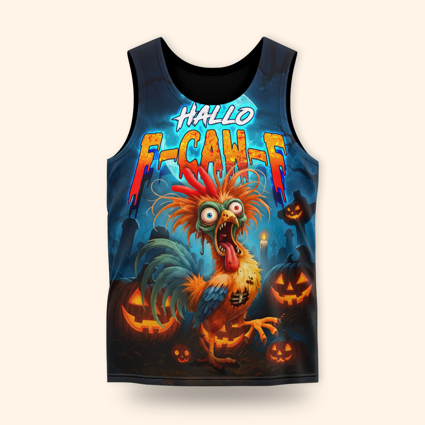 Funny Chicken Halloween Hoodie – Hallo F-Caw-F Scared Rooster – Custom Name Zip Up Hoodie, Custom Choo