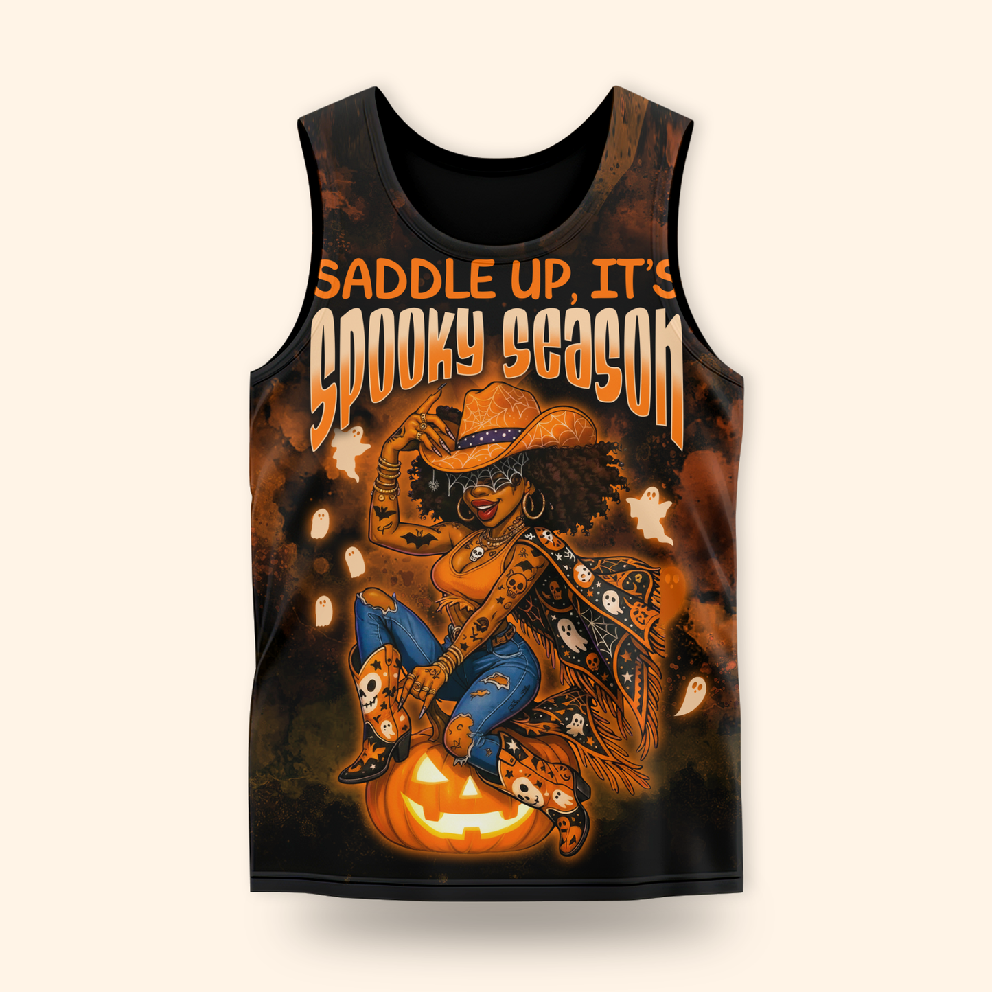 Personalized Spooky Season Hoodie – Cowboy Riding Pumpkin Halloween Jacket, Custom Choo