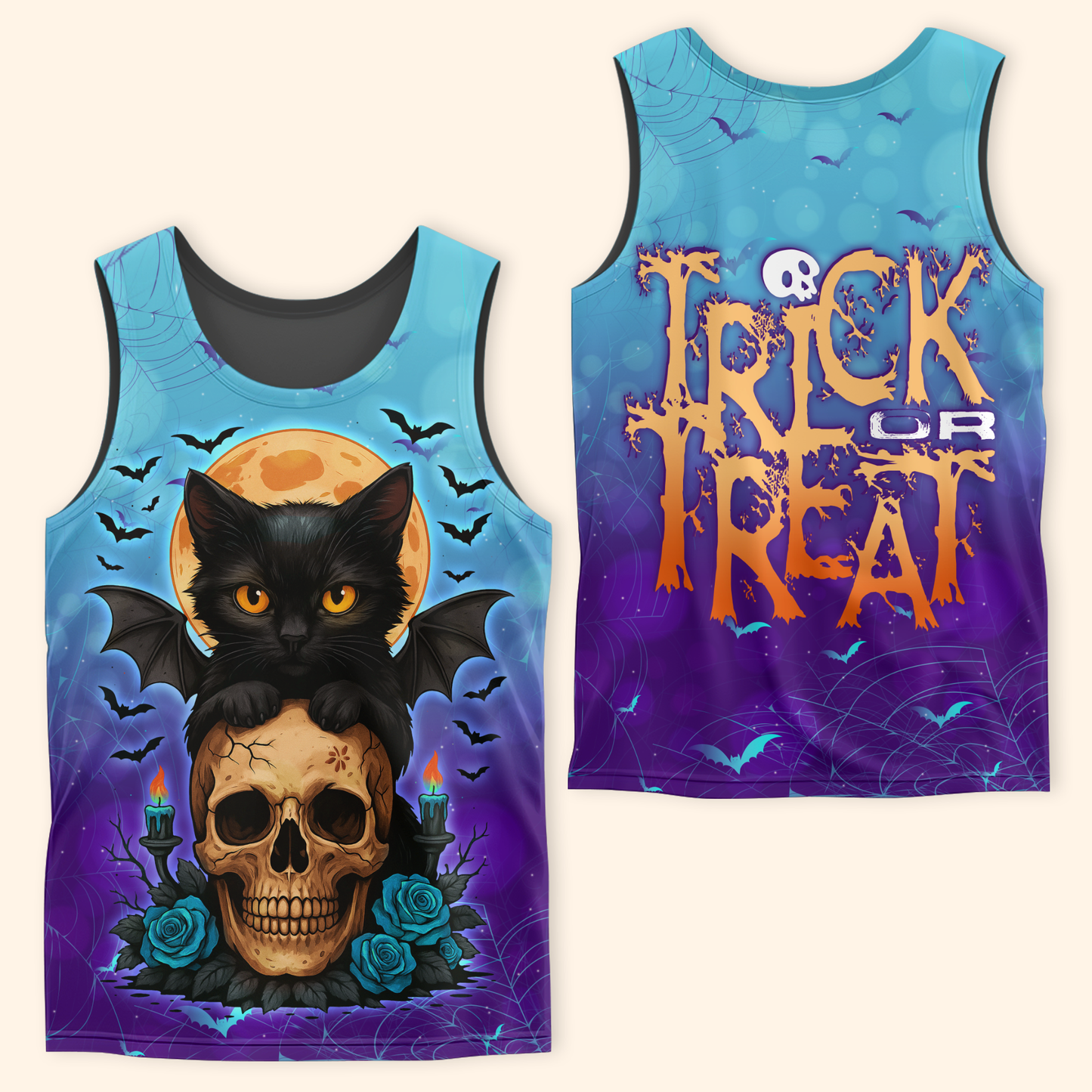 Midnight Spell Black Cat & Skull shirt, Custom Choo