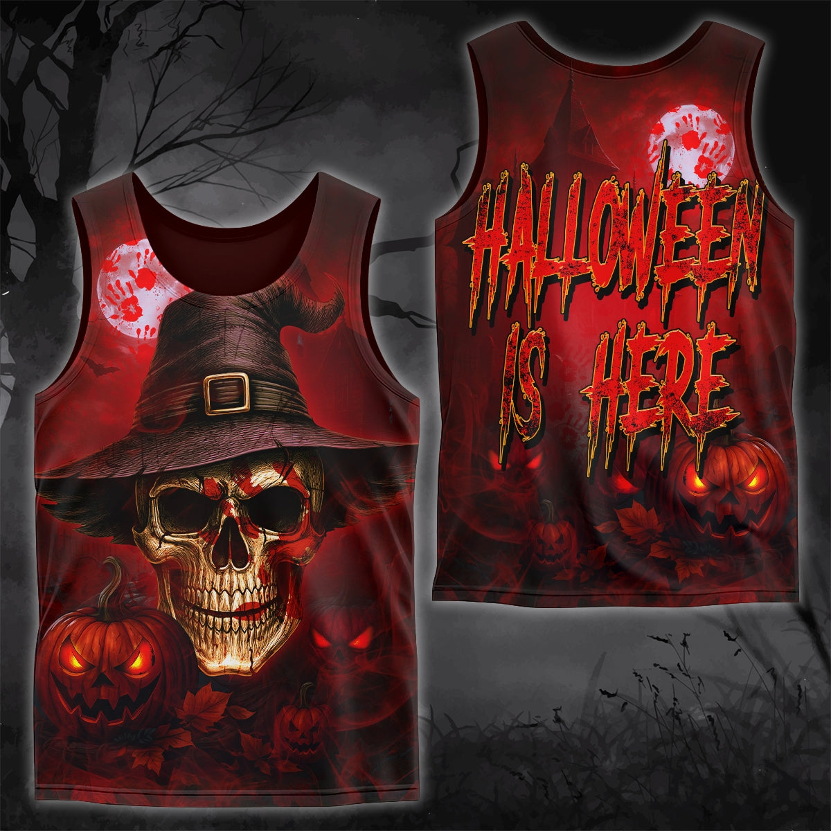 Halloween Is Here Hoodie – Skull And Pumpkin Print 3D Sweatshirt