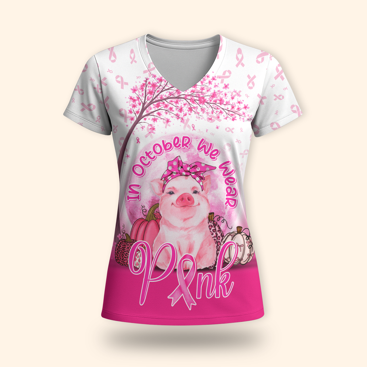 Personalized In October We Wear Pink Little Pig, Custom Choo