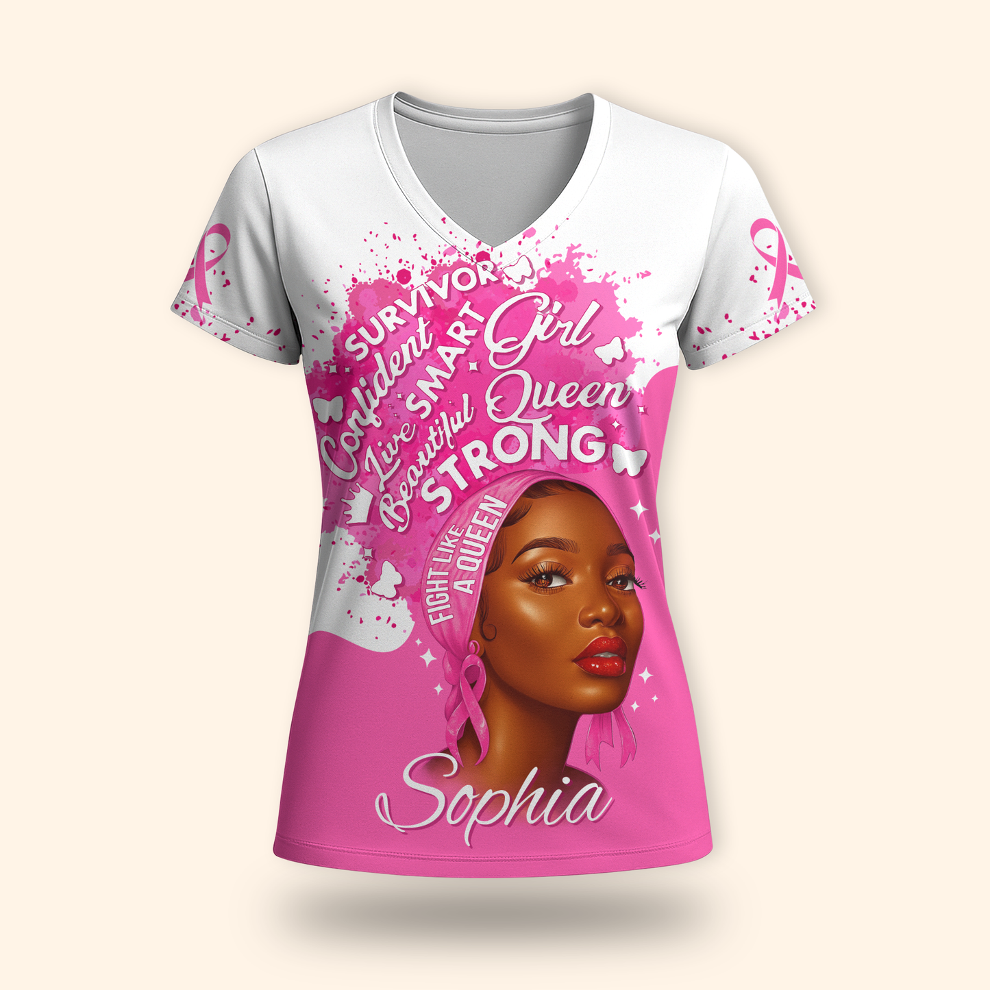 Personalized Breast Cancer Awareness Black Queen Survivor, Custom Choo