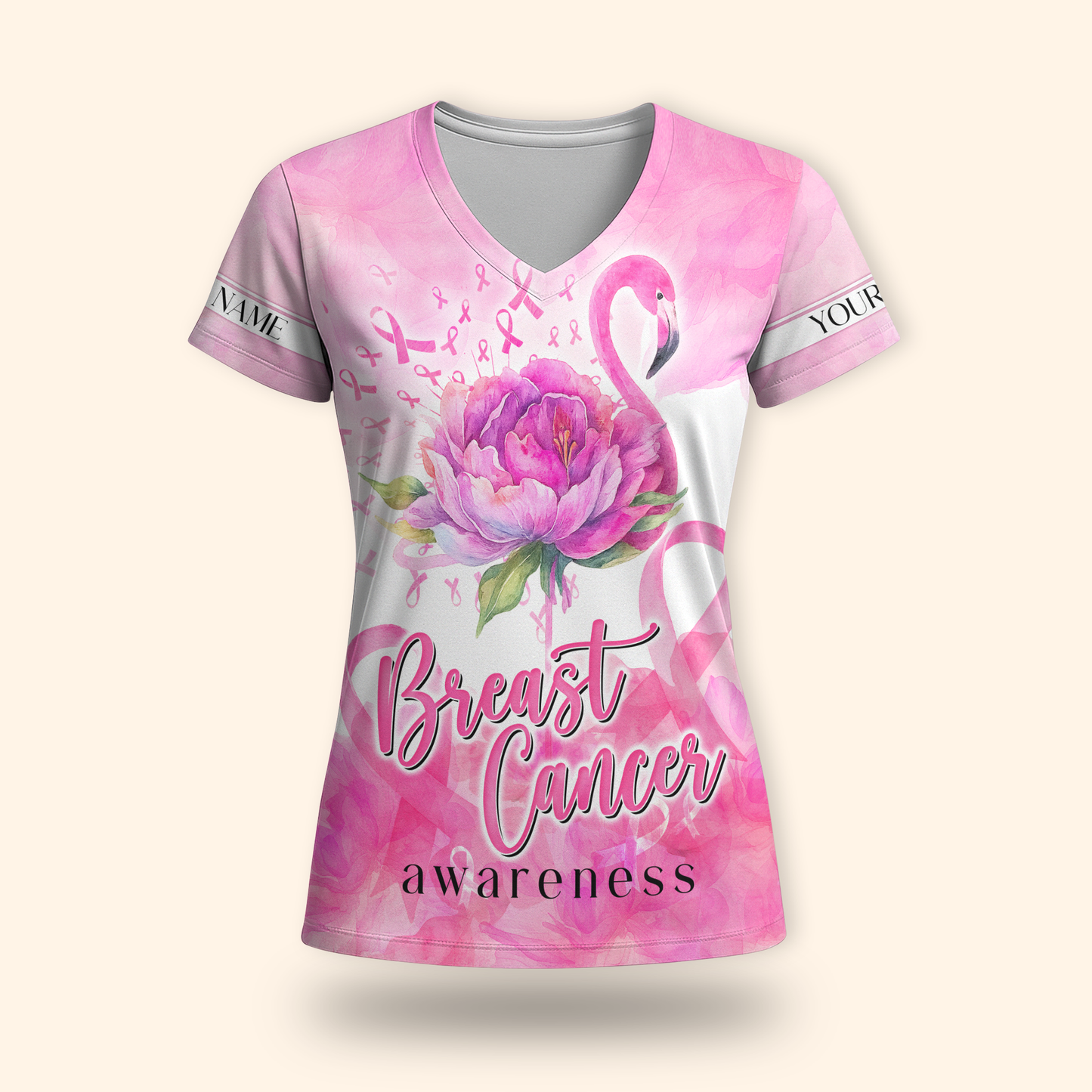 Personalized Flamingo Breast Cancer Awareness, Custom Choo