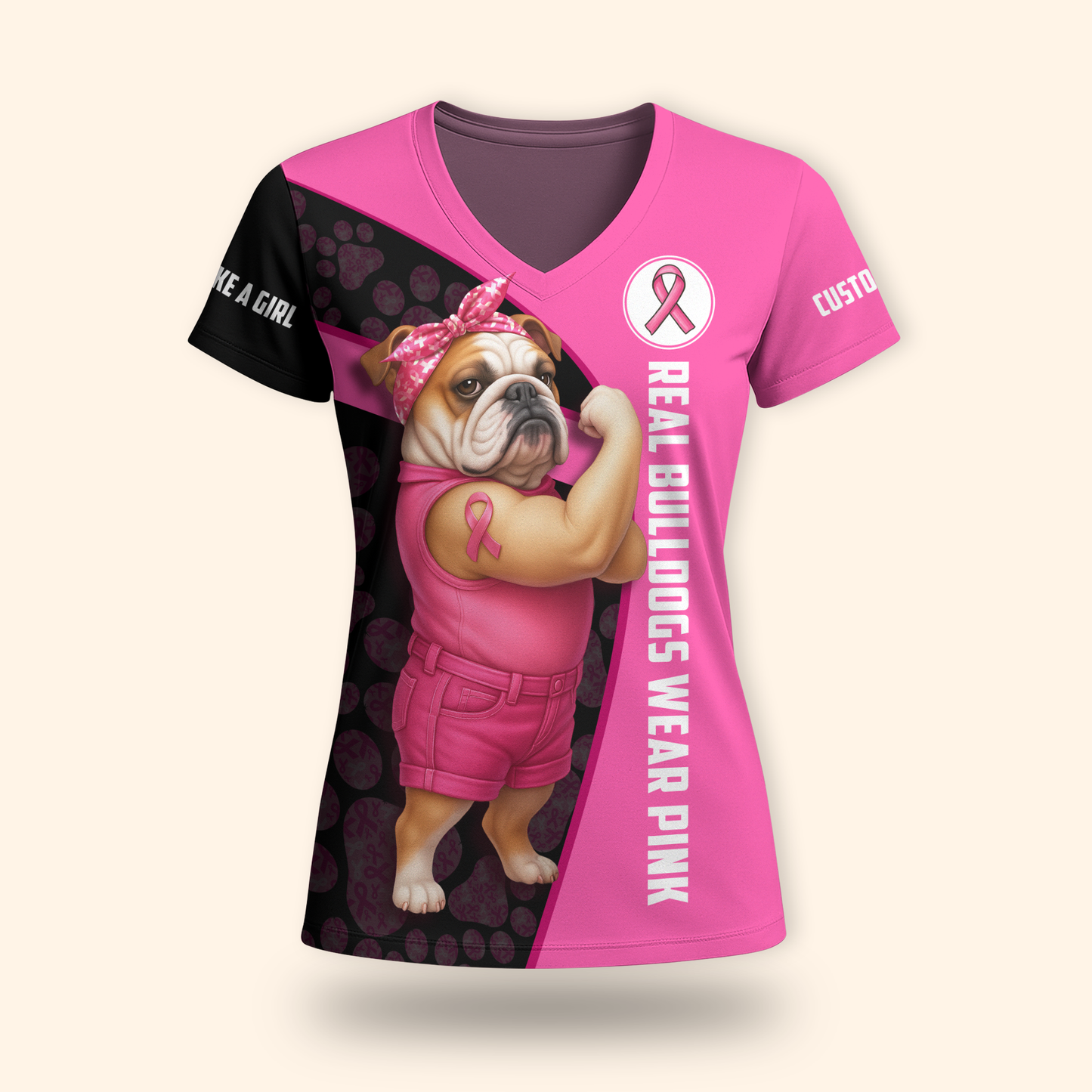 Personalized Real Bulldogs Wear Pink - Breast Cancer Awareness Shirt
