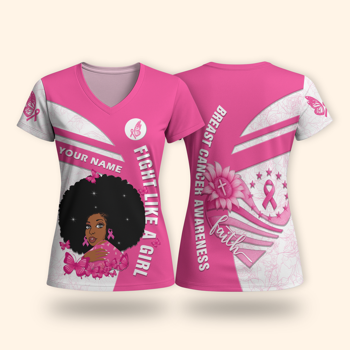 Personalized Fight Like A Black Girl - Breast Cancer Awareness Shirt