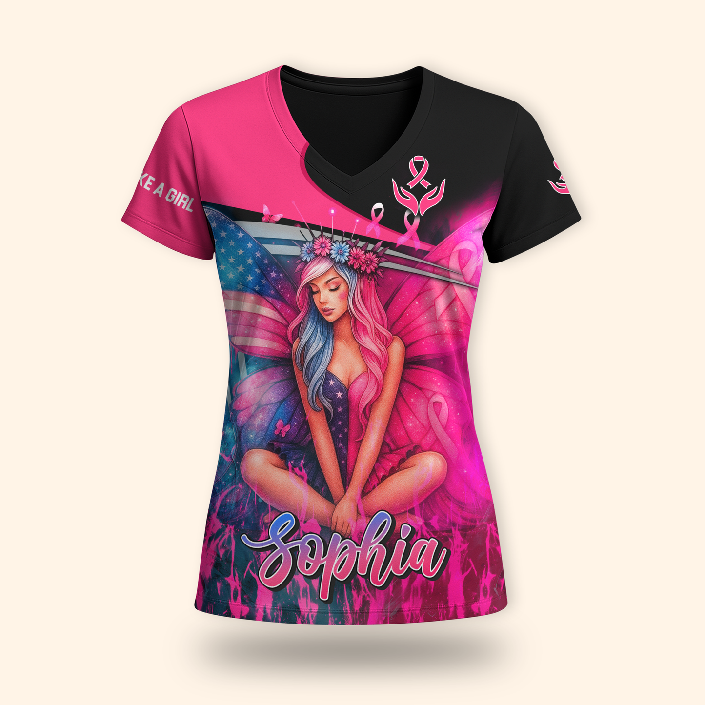 Personalized Fight Like A Fairy Girl - Breast Cancer Awareness Shirt