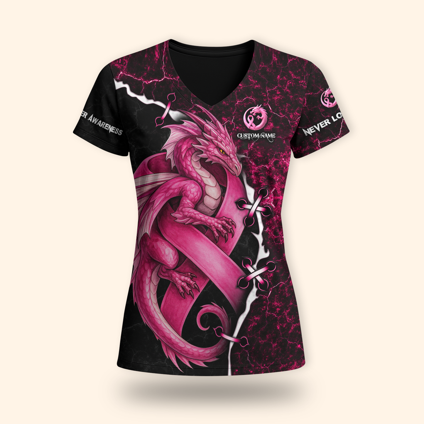 Breast Cancer Awareness Pink Dragon Hoodie – Women’s Gym & Yoga Outfit, Custom Choo