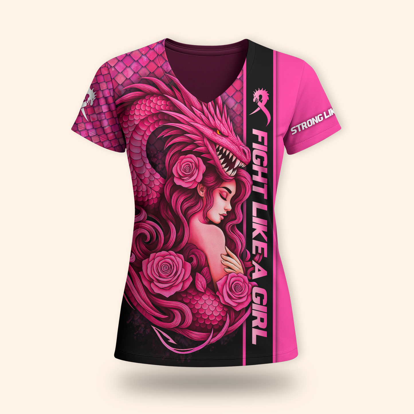 Dragon Spirit Fight Like a Girl - Breast Cancer Awareness Shirt