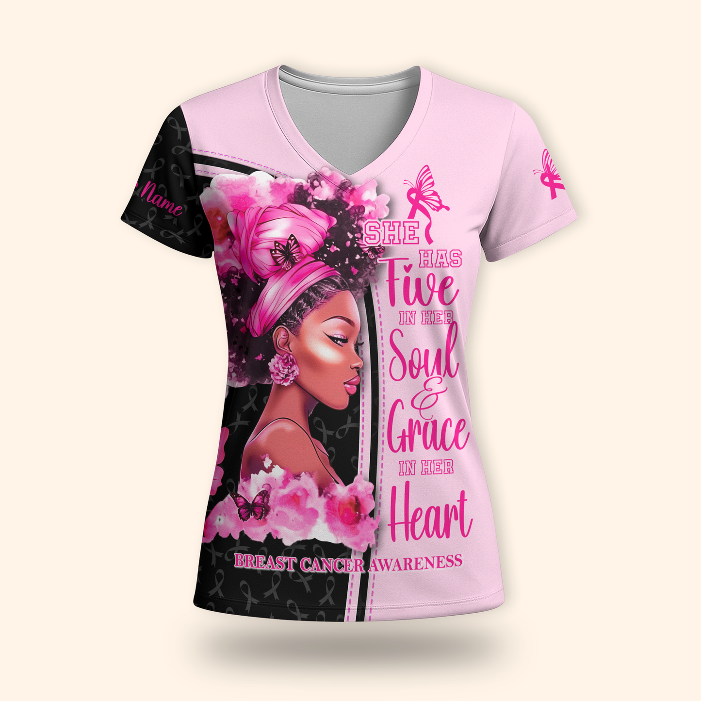 Personalized Breast Cancer Awareness Shirt for Black Women