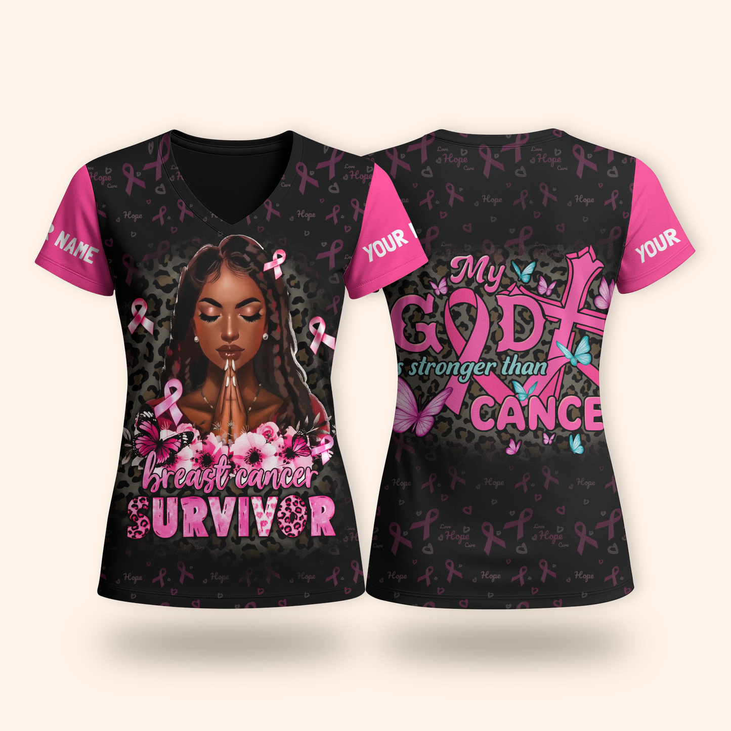 Personalized My God Is Stronger Than Cancer Awareness Shirt, Custom Choo