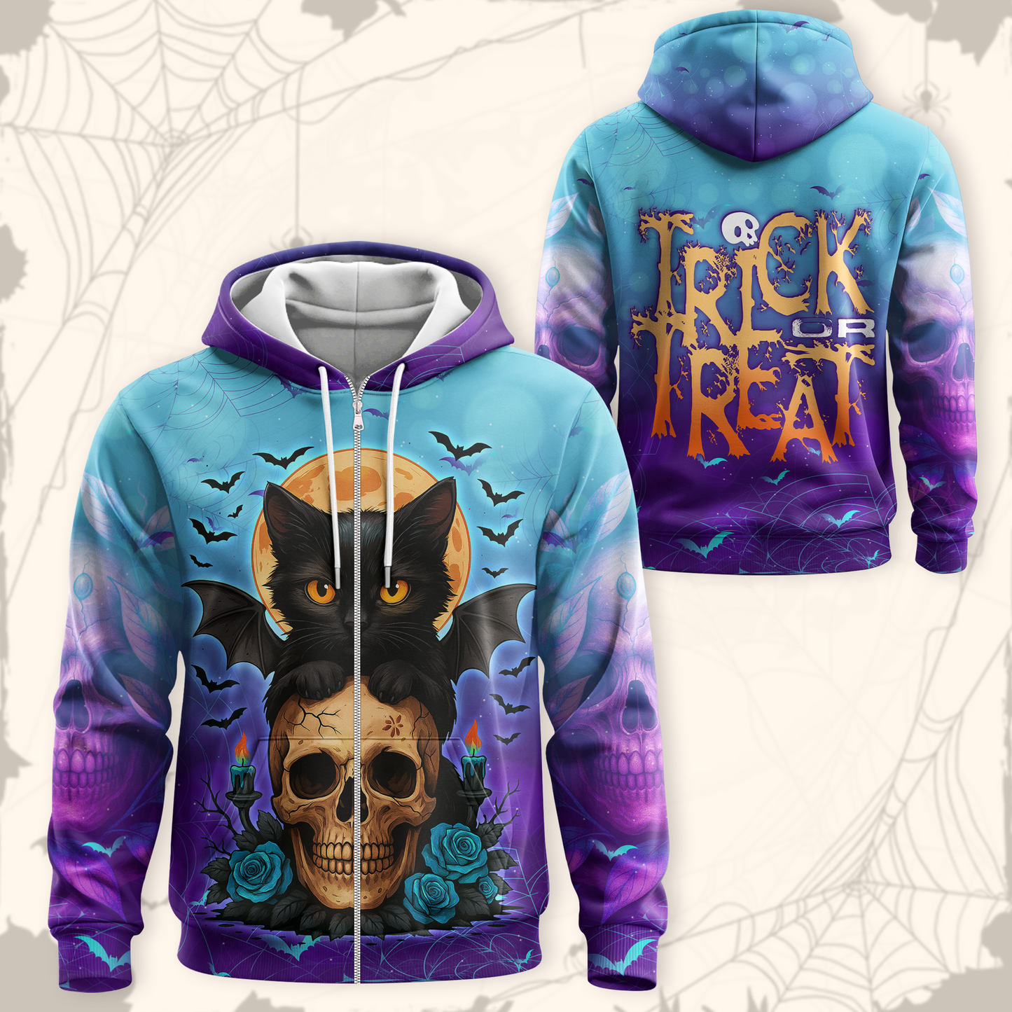 Midnight Spell Black Cat & Skull shirt, Custom Choo